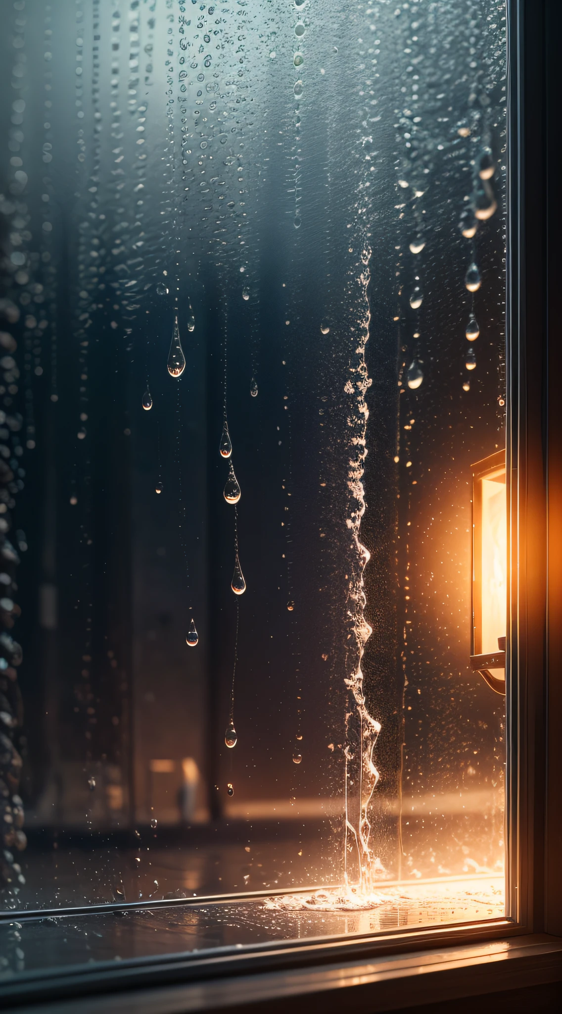 HighestQuali，BestWorks，A masterpiece，RAW photo effect，Realistic Photo Effect，Super high detail，super-fine，glass window，Heavy rain poured outside the window，the night --auto