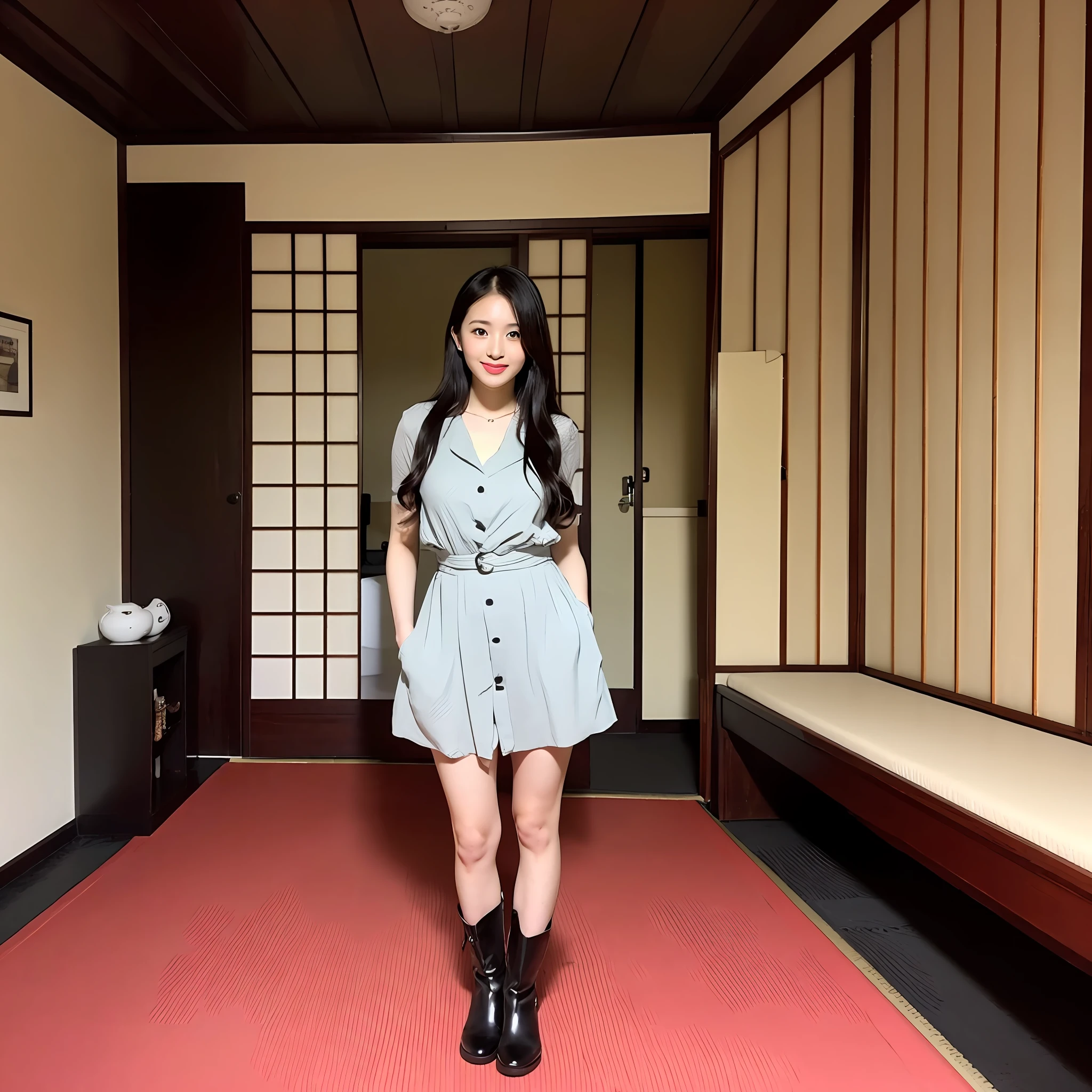 a young girl boots traditional Japanese room --auto