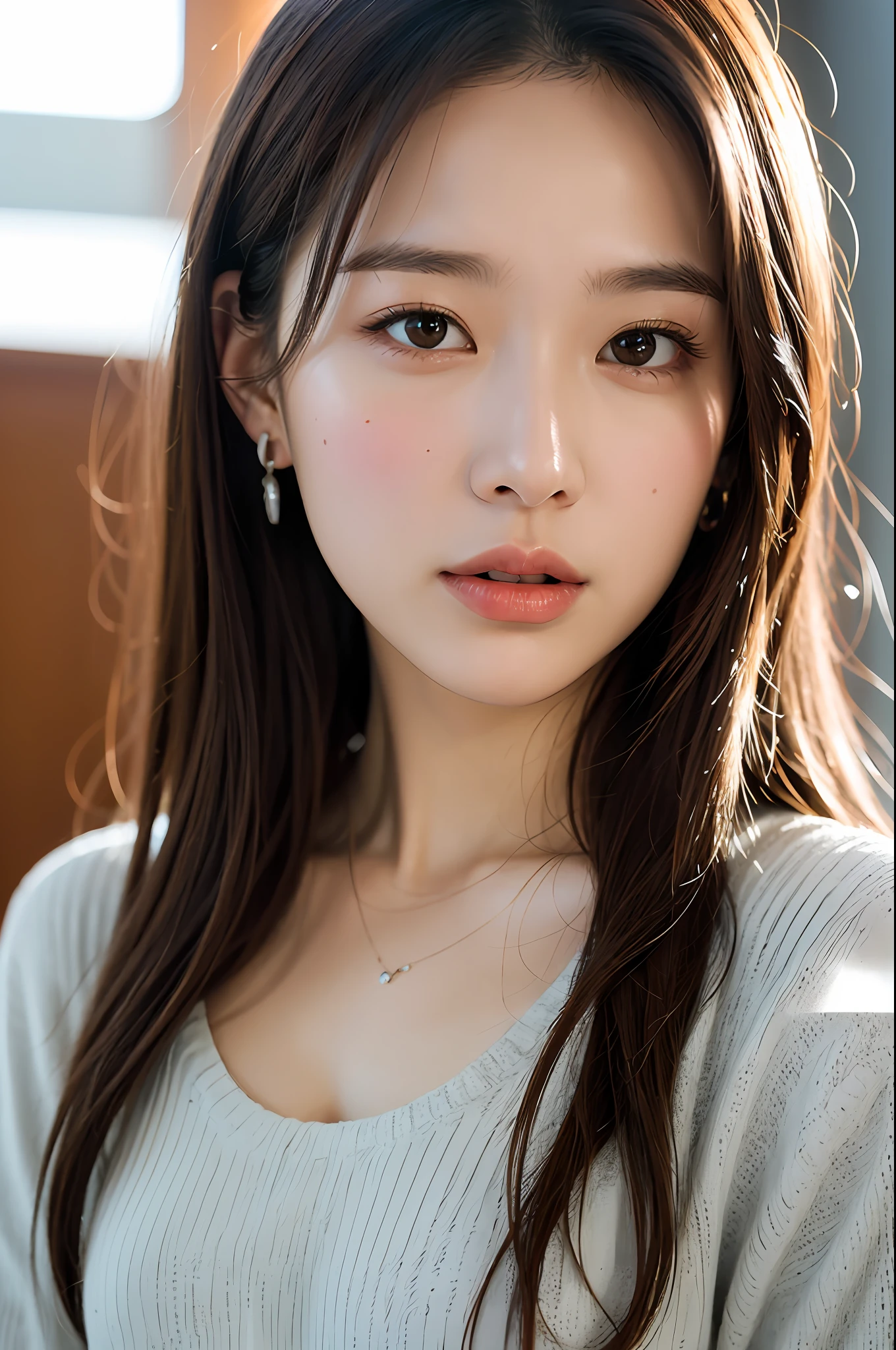1 girl, best quality, masterpiece, illustration, a very delicate and beautiful, very detailed, CG, unity, 8k wallpaper, amazing, fine details, masterpiece, best quality, official art, very detailed CG Unity 8k wallpaper, ridiculous, incredibly ridiculous, huge file size, super detailed, high resolution, very detailed, beautifully detailed girl, extremely detailed eyes and face, beautiful detail eyes, light on face, circle, real face, standing, natural face, textured clothes, earrings, eyelashes, hair_ornament, jewelry, soft lighting, movie lighting, bag head,