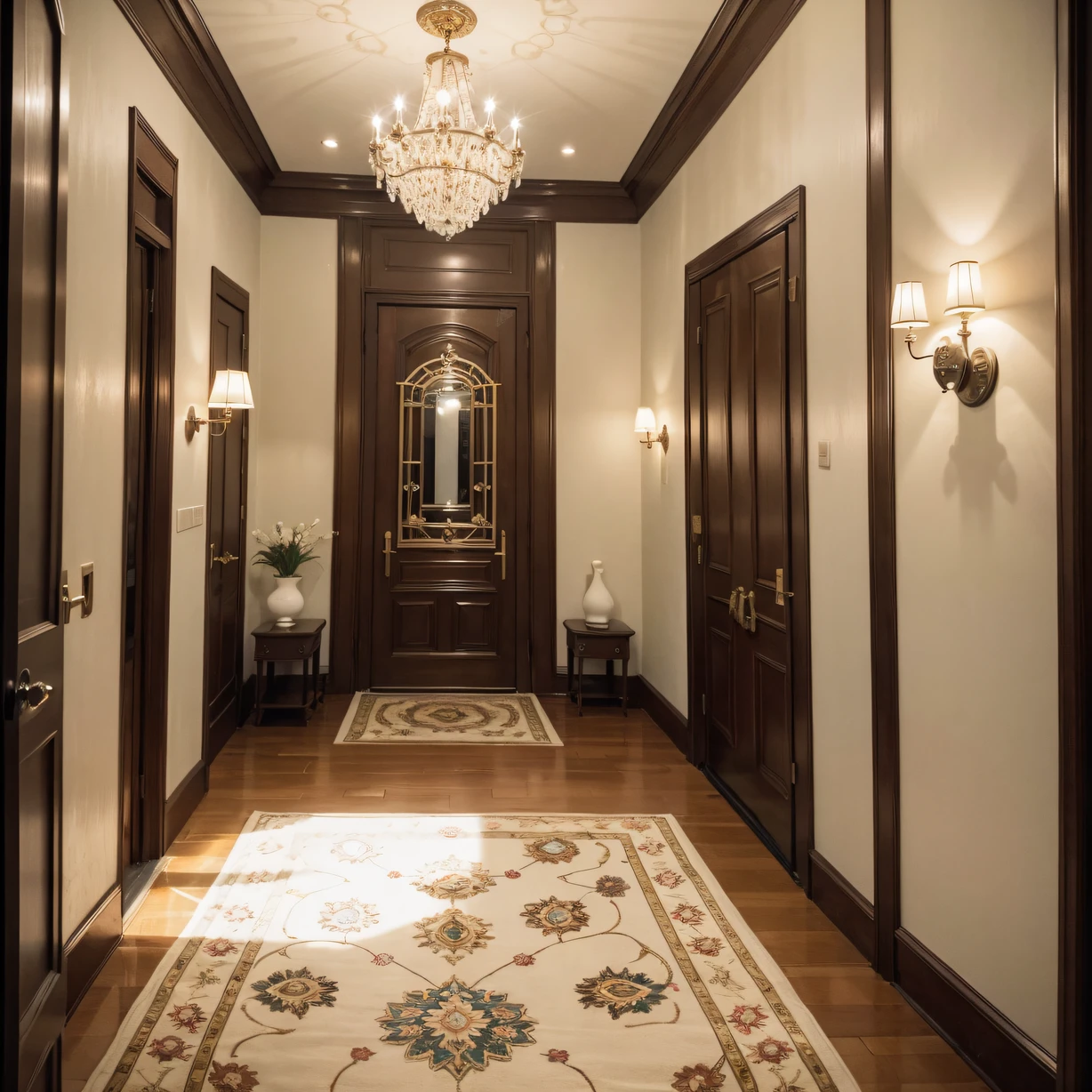,masterpiece, best quality,8k, ultra highres,Luxurious and elegant,Picturesque。Delicate European carved walls are complemented by exquisite crystal chandeliers,Let you immerse yourself in the aristocratic taste life。The soft Persian carpet steps into a warm rhythm,Let the exhaustion be swept away。Close your eyes and immerse yourself in a dreamlike atmosphere,Release the clutter,Let yourself be free。Come and feel the stunnings of this intimate space!
