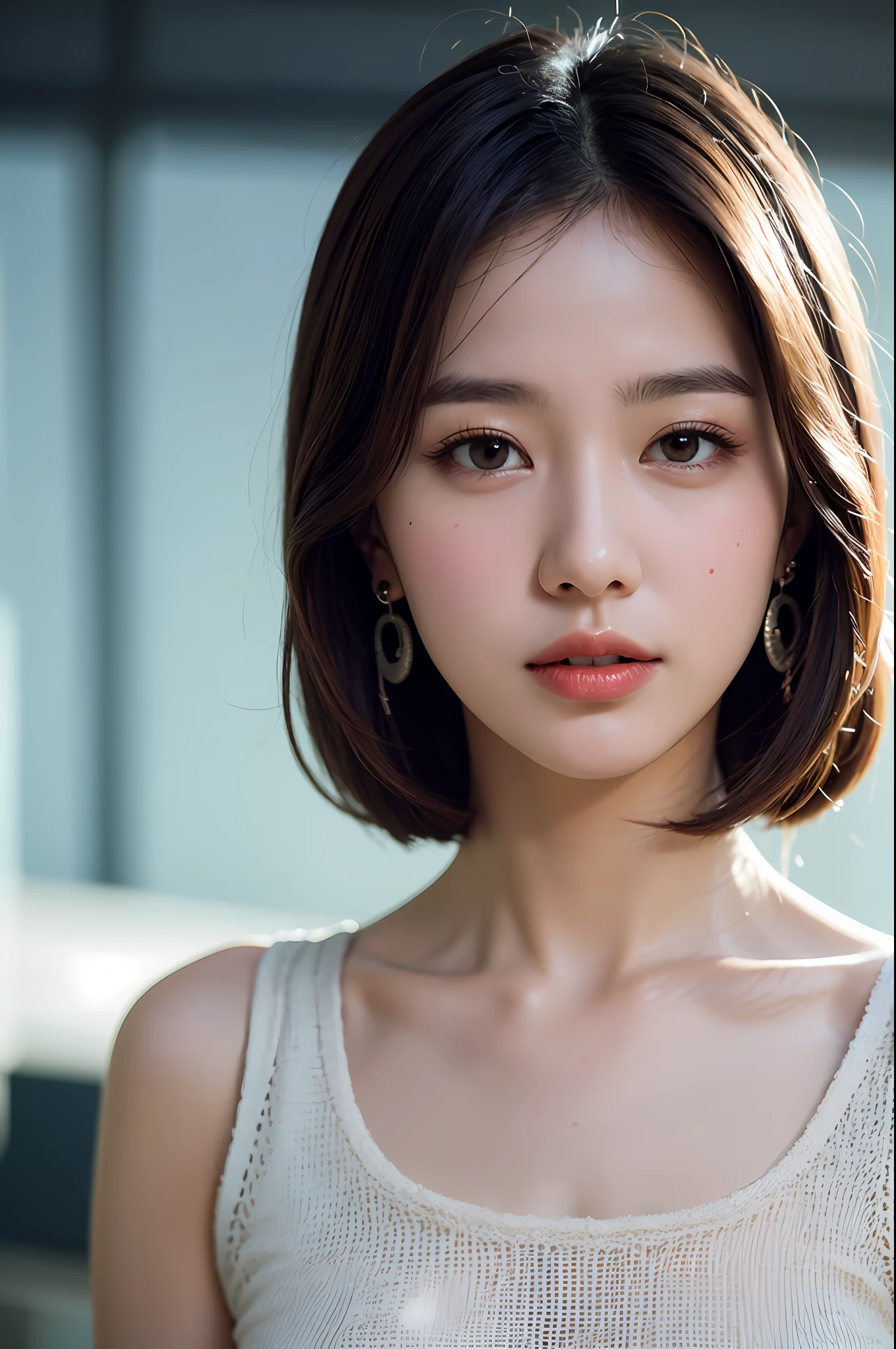 1 girl, best quality, masterpiece, illustration, a very delicate and beautiful, very detailed, CG, unity, 8k wallpaper, amazing, fine details, masterpiece, best quality, official art, very detailed CG Unity 8k wallpaper, ridiculous, incredibly ridiculous, huge file size, super detailed, high resolution, very detailed, beautifully detailed girl, extremely detailed eyes and face, beautiful detail eyes, light on face, circle, real face, standing, natural face, textured clothes, earrings, eyelashes, hair_ornament, jewelry, soft lighting, movie lighting, bag head,