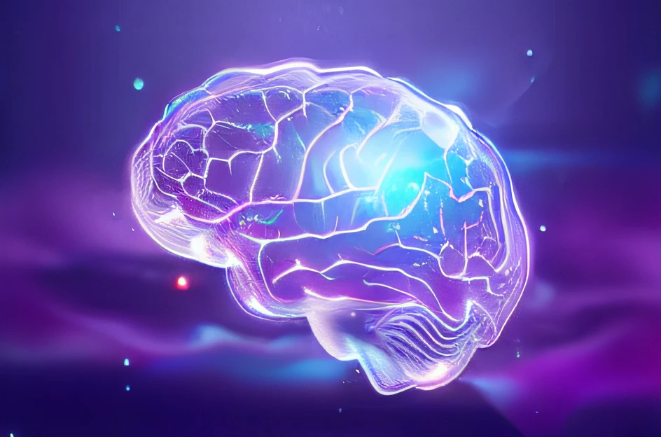 a close up of a brain with a glowing blue light, neuroscience, brain visible, brain connected to computer, electronic brain, brain interface, human brain, brain from crystals, neural, detailed neurons net,consciousness projection, brain computer interface, brains, taking mind altering drugs, neural networks, distributed consciousness, brain anatomy, brain in a vat, blue brain