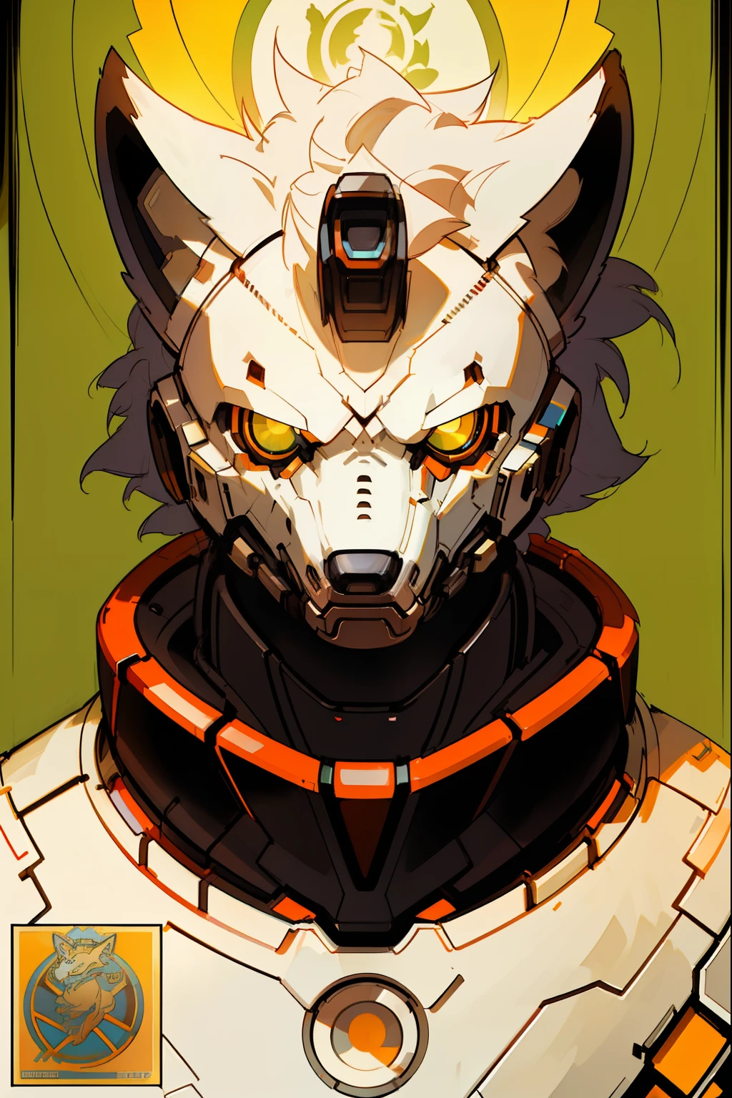 full body, Portrait painting of a cybernetic white werewolf with power armor, ultra realistic, concept art, intricate details, eerie, highly detailed, photorealistic, octane render, 8 k, unreal engine. art by artgerm and greg rutkowski and alphonse mucha, Portrait style, anime style, paws,