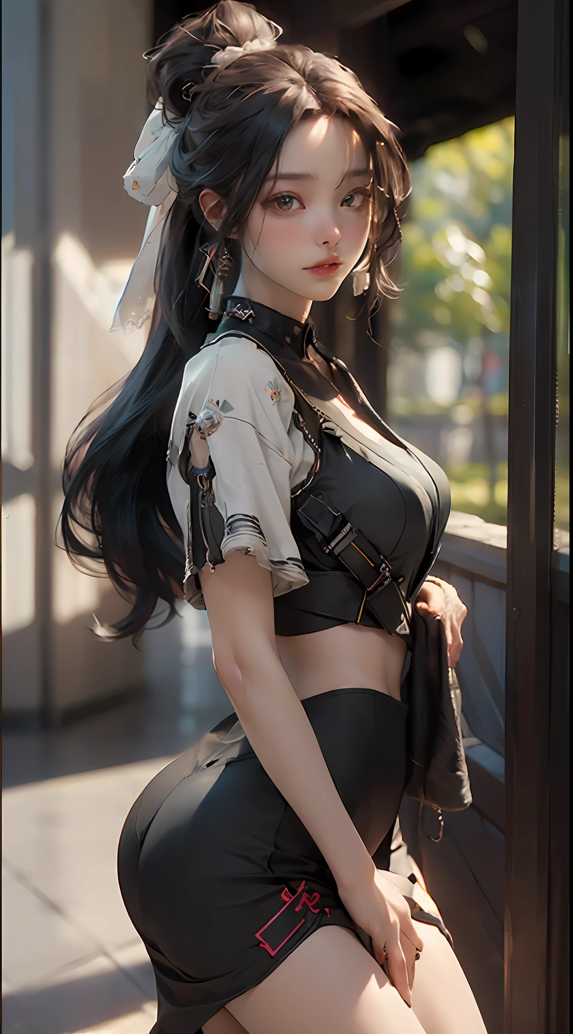 ((Best quality)), ((masterpiece)), (detailed:1.4), 3D, an image of a beautiful cyberpunk female,HDR (High Dynamic Range),Ray Tracing,NVIDIA RTX,Super-Resolution,Unreal 5,Subsurface scattering,PBR Texturing,Post-processing,Anisotropic Filtering,Depth-of-field,Maximum clarity and sharpness,Multi-layered textures,Albedo and Specular maps,Surface shading,Accurate simulation of light-material interaction,Perfect proportions,Octane Render,Two-tone lighting,Wide aperture,Low ISO,White balance,Rule of thirds,8K RAW,