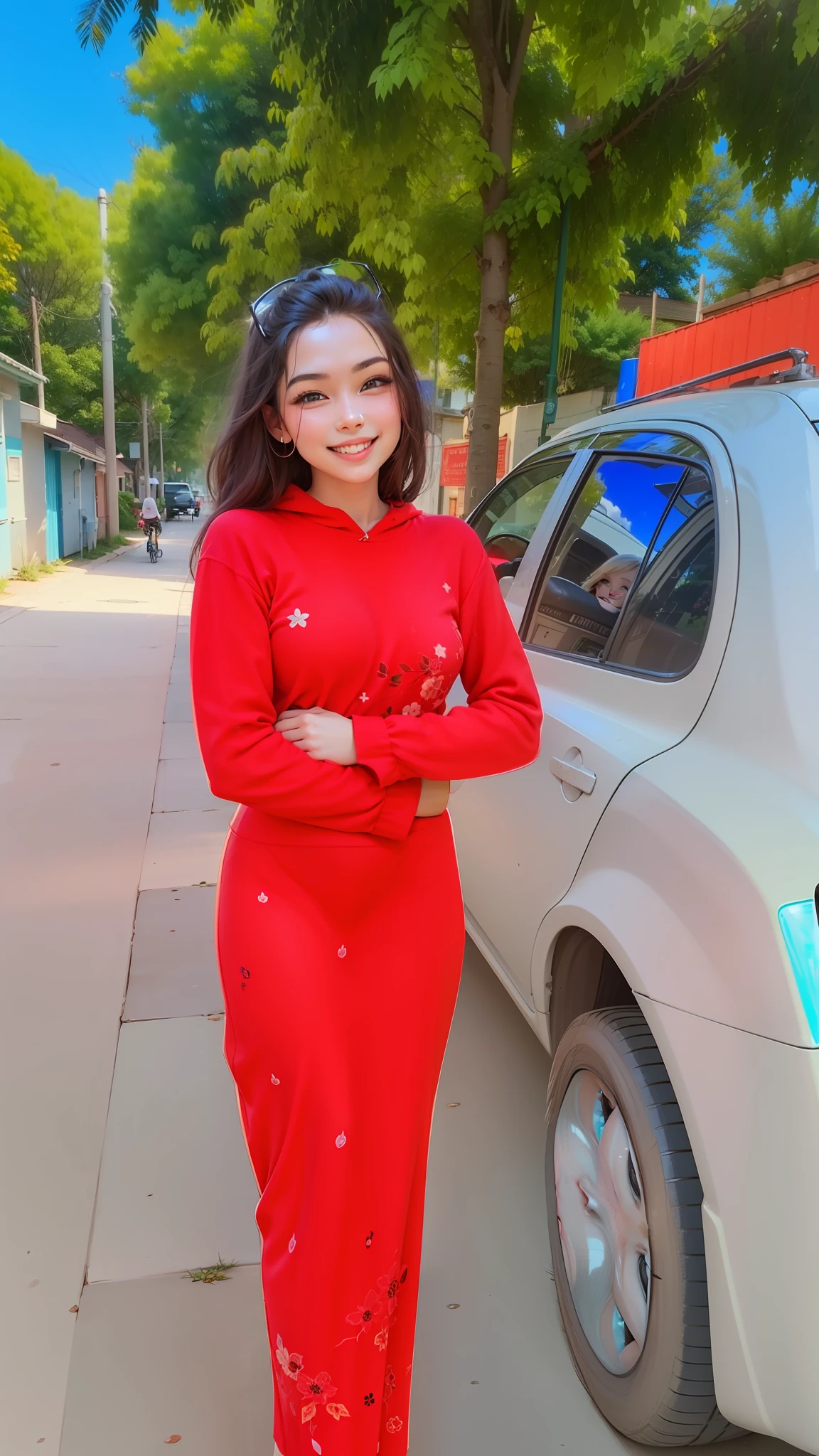A pretty girl smiling