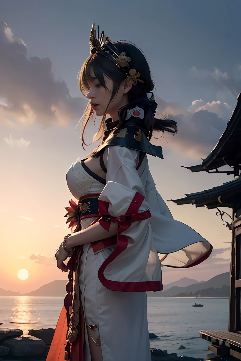 (1girl:1.3),solo,__body-parts__,
official art, unity 8k wallpaper, ultra detailed, beautiful and aesthetic, beautiful, masterpiece, best quality,Fantastical Atmosphere, Calming Palette, Tranquil Mood, Soft Shading,
Miko priestess, charm spell, talisman familiar, shrine maiden duties,