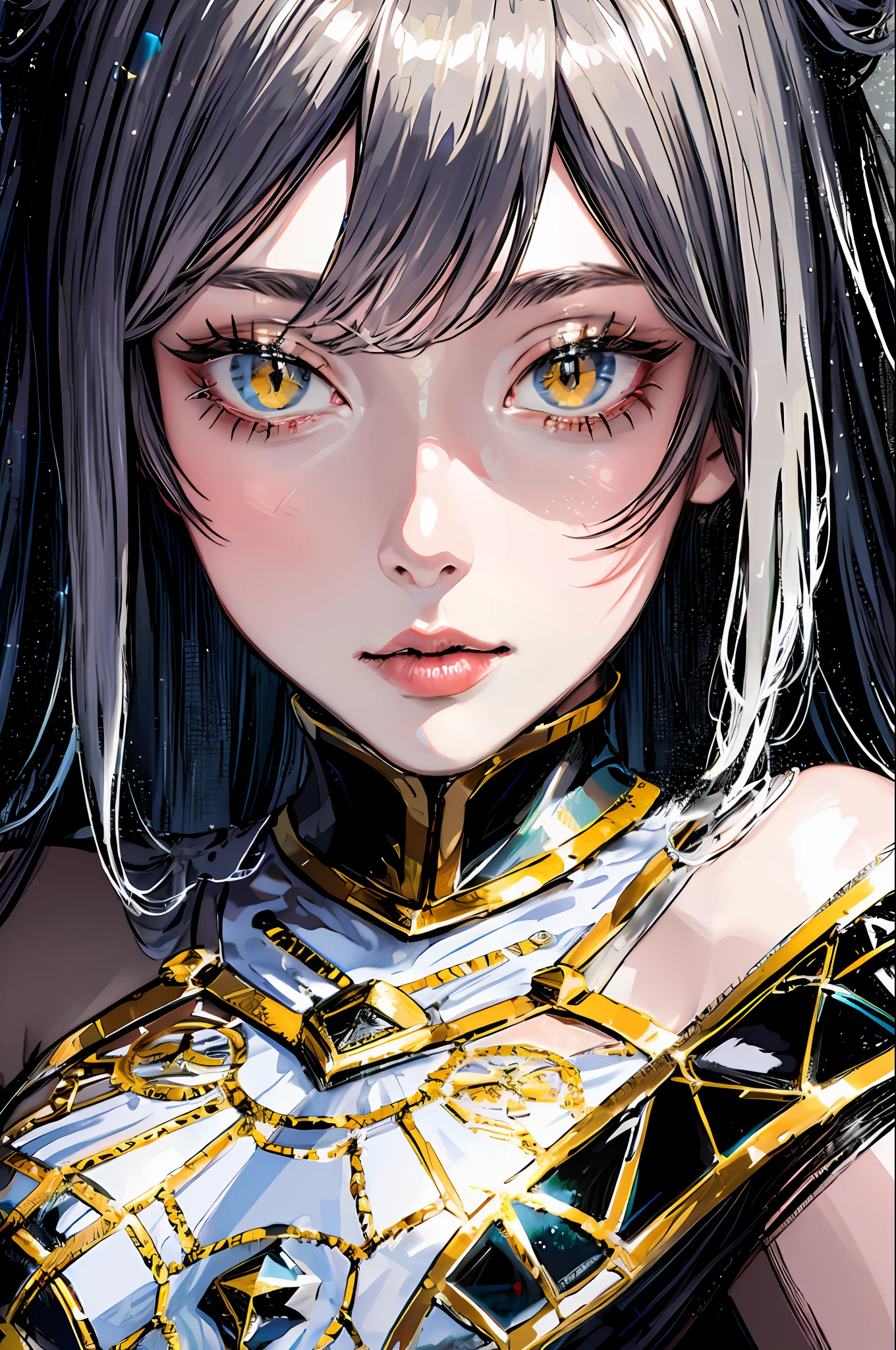 (masterpiece, top quality, best quality, official art, beautiful and aesthetic:1.2), cateyes,1girl, solo, armour, magic, light particles, upper body, extreme detailed, highest detailed, optical mixing, playful patterns, lively texture, unique visual effect