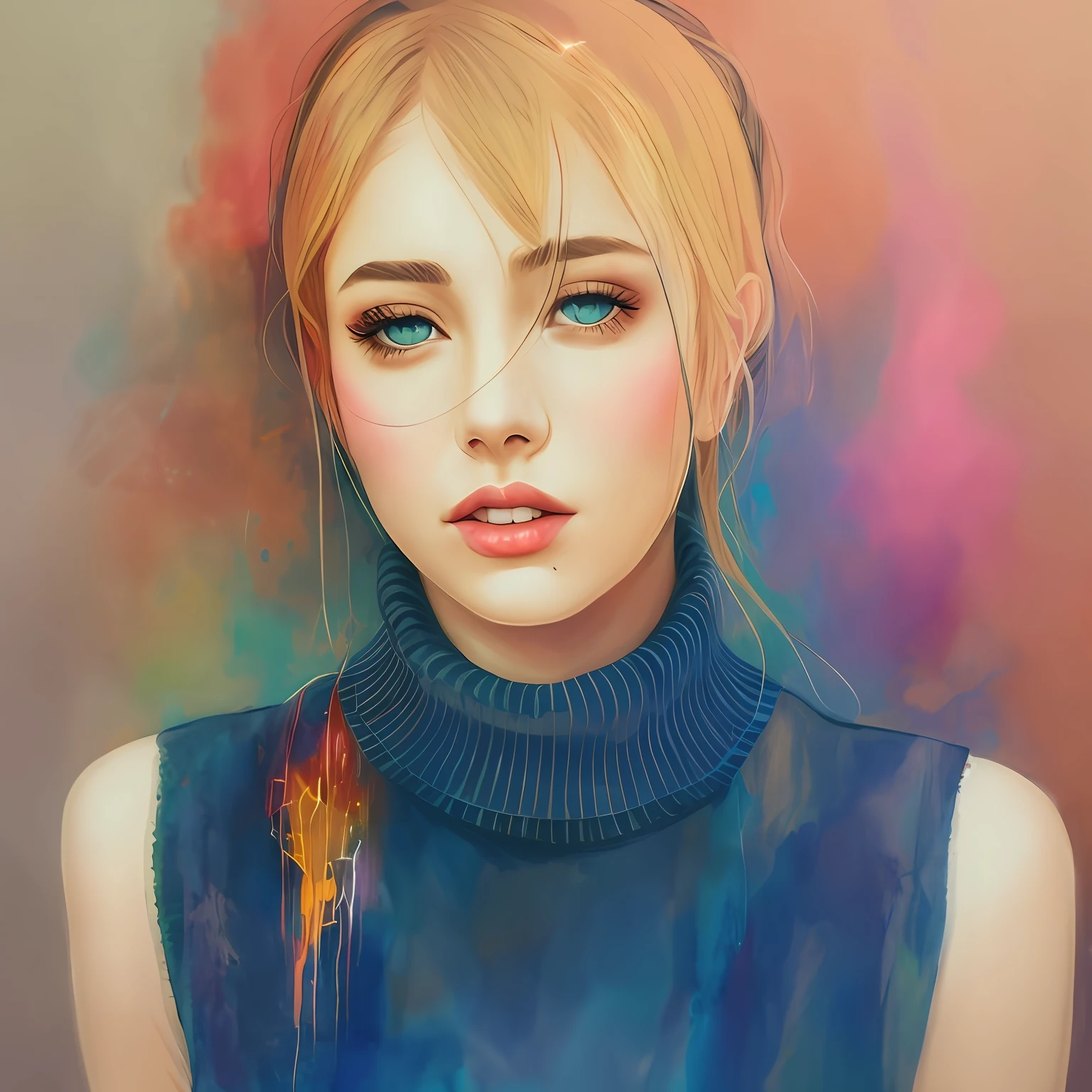 woman with agnes cecile, glowing design, pastel colors, ink drops, autumn lights