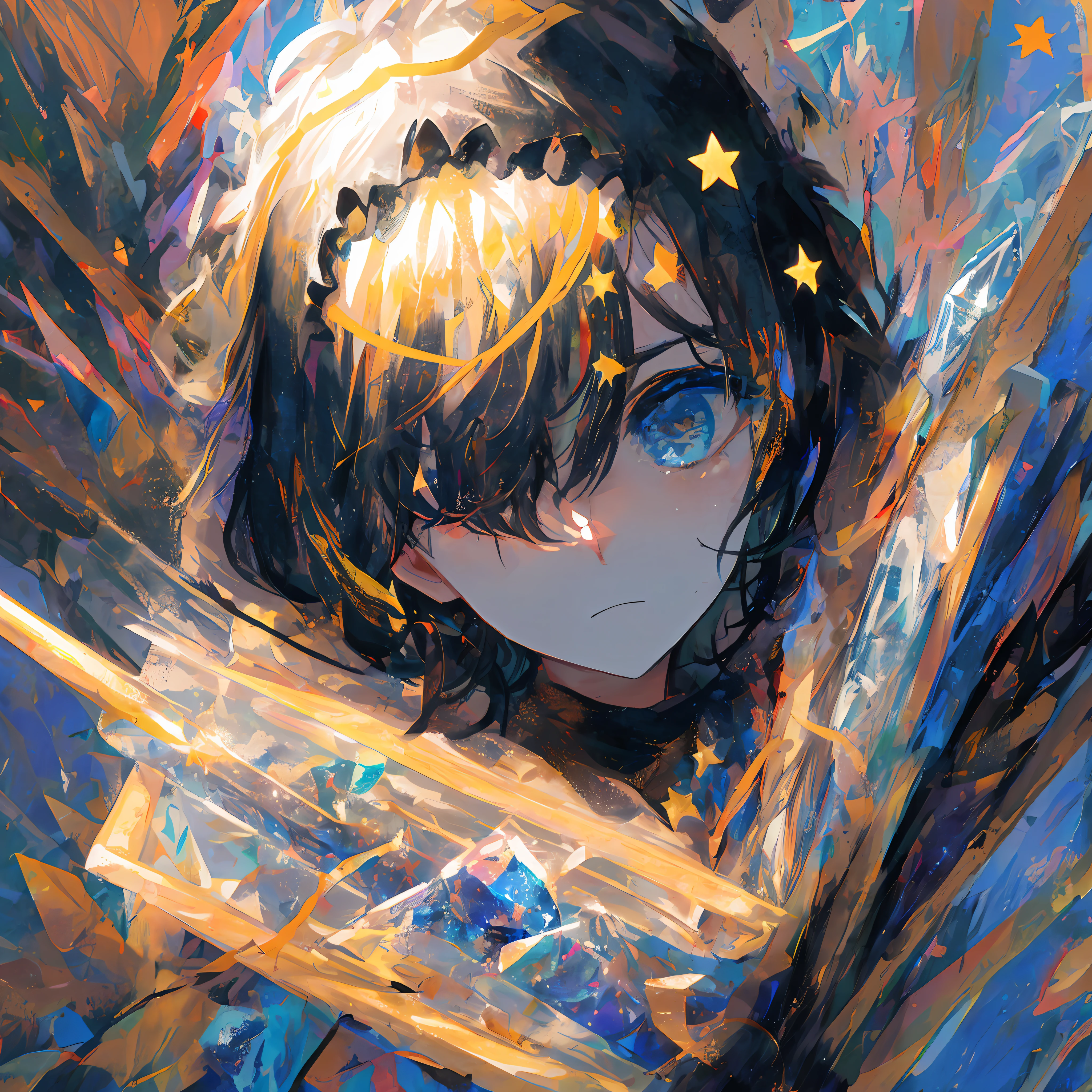 extreme hight detail,Extreme light and shadow,Broken glass-like eyes,reflective light,A masterpiece,Romantic