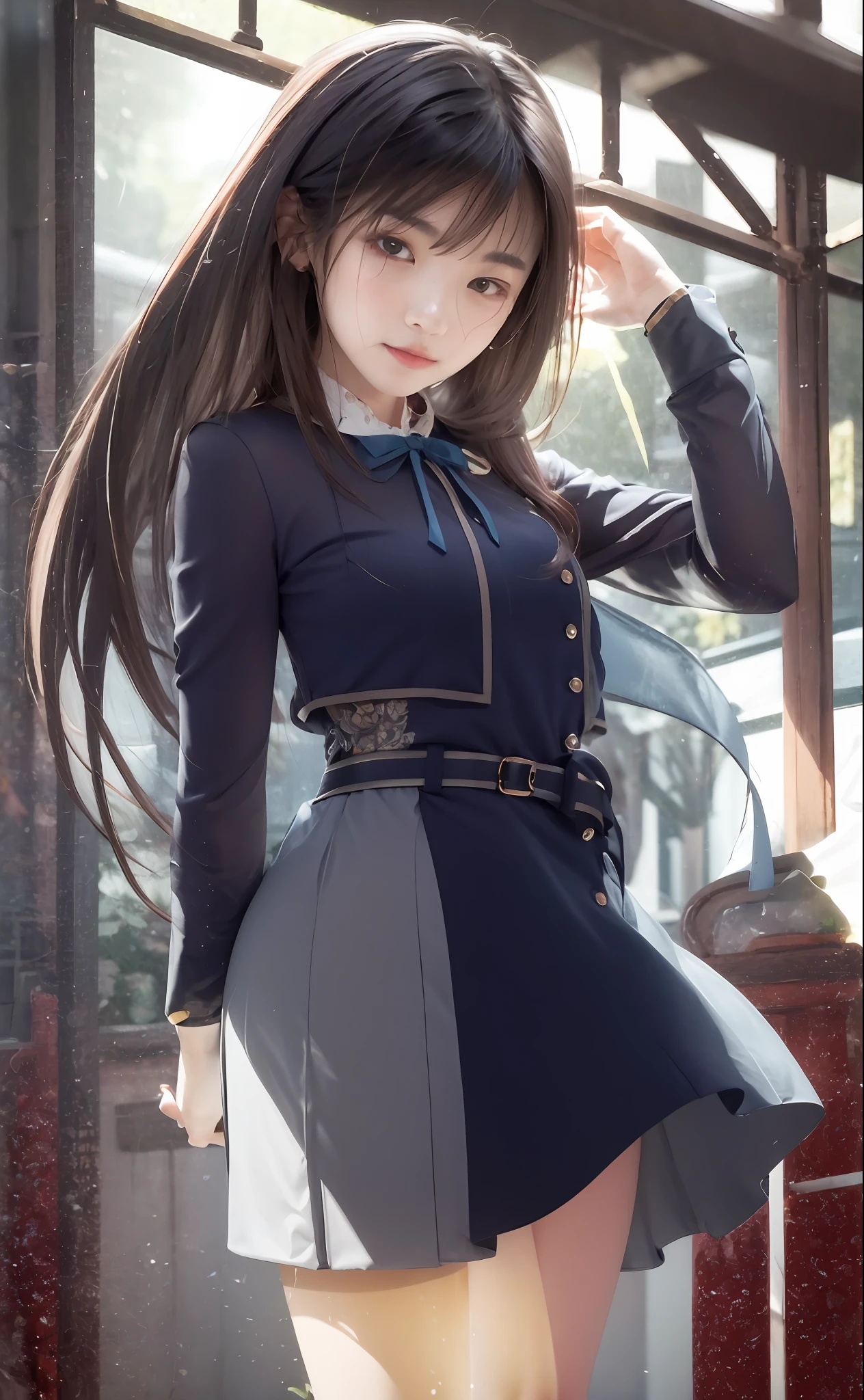 Asian face of long black haired girl