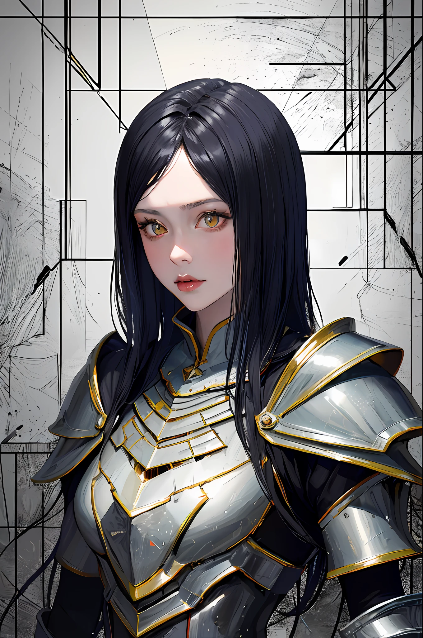 (masterpiece, top quality, best quality, official art, beautiful and aesthetic:1.2), cateyes,1girl, solo, armour, magic, light particles, upper body, extreme detailed, highest detailed, optical mixing, playful patterns, lively texture, unique visual effect