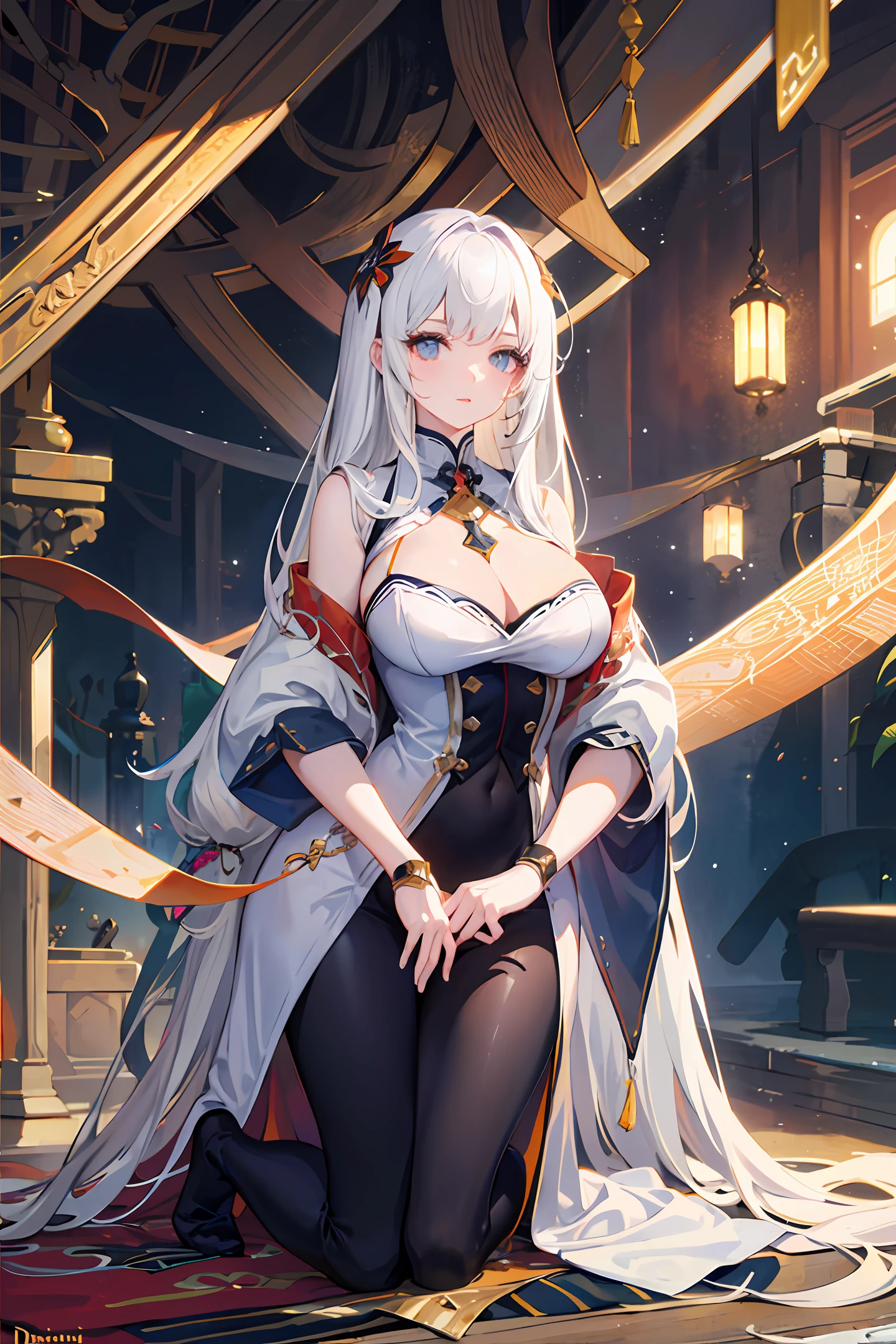 Girl Huge breasts,Realiy,kneel down,DOA,length hair,white color hair,dreammy