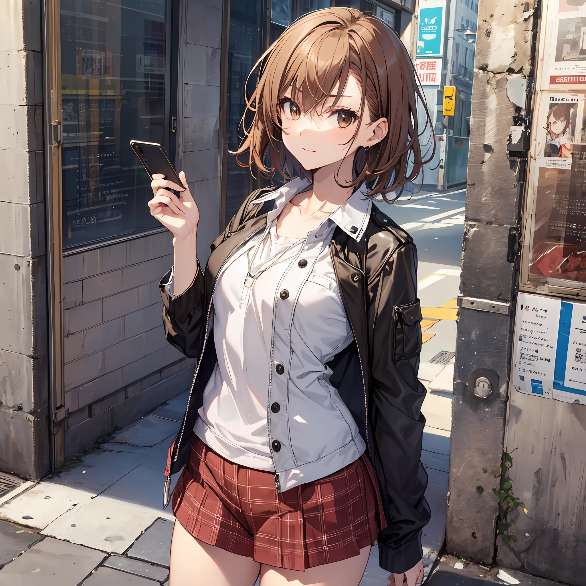 ​masterpiece, beste-Qualit, Misaka_mikoto, Brown-eyed, Short_hair, Small_Breast,）　　Random Posing　In the street