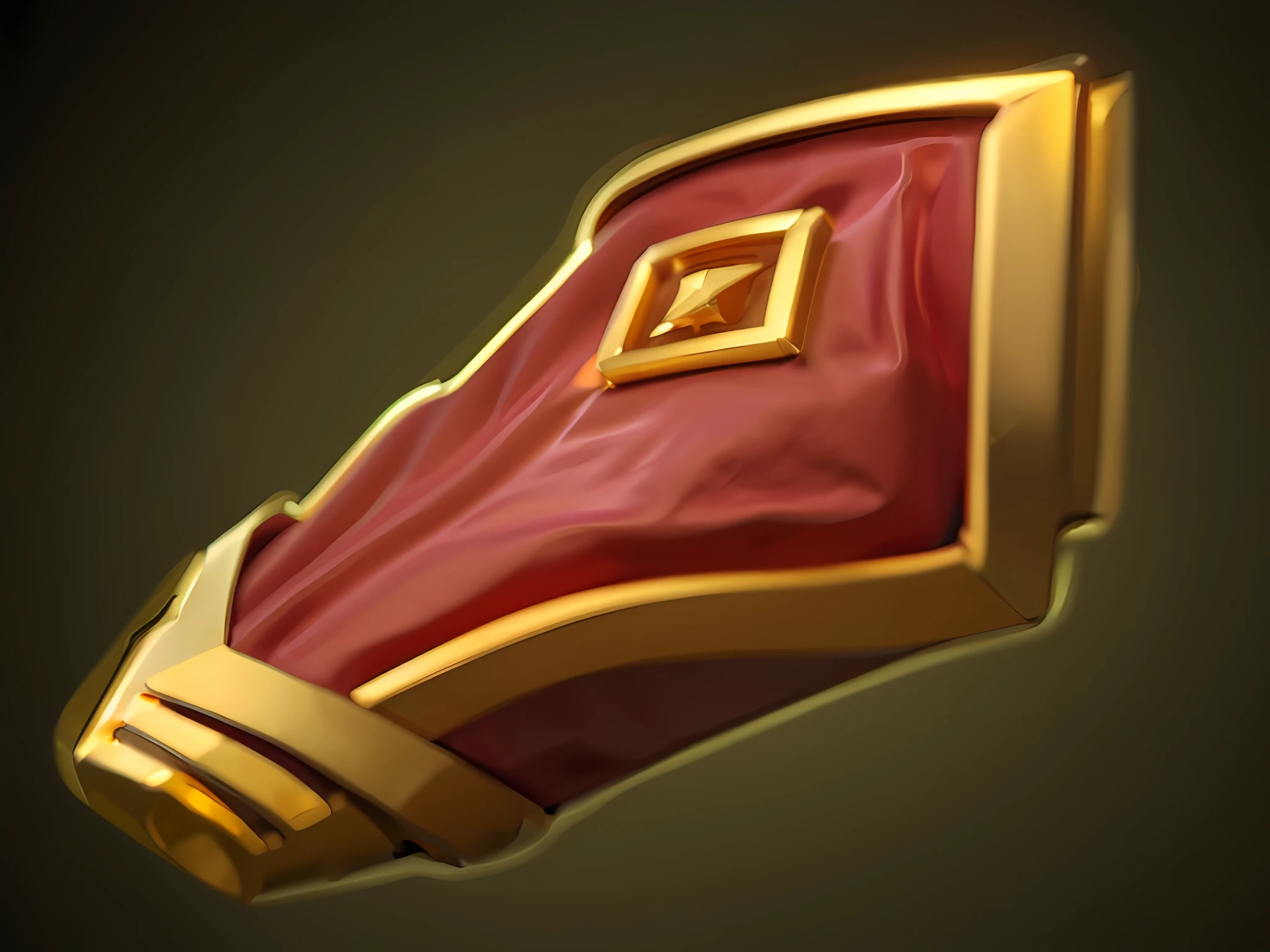 a close up of a red and gold object with a gold border, artifact dota2, ability image, league of legends inventory item, huge stylized pauldrons, mitts, legendary item, war theme gauntlet, item art, Artifact, treasure artifact, golden pauldrons, fantasy gauntlet of warrior, stylized material bssrdf, modular item