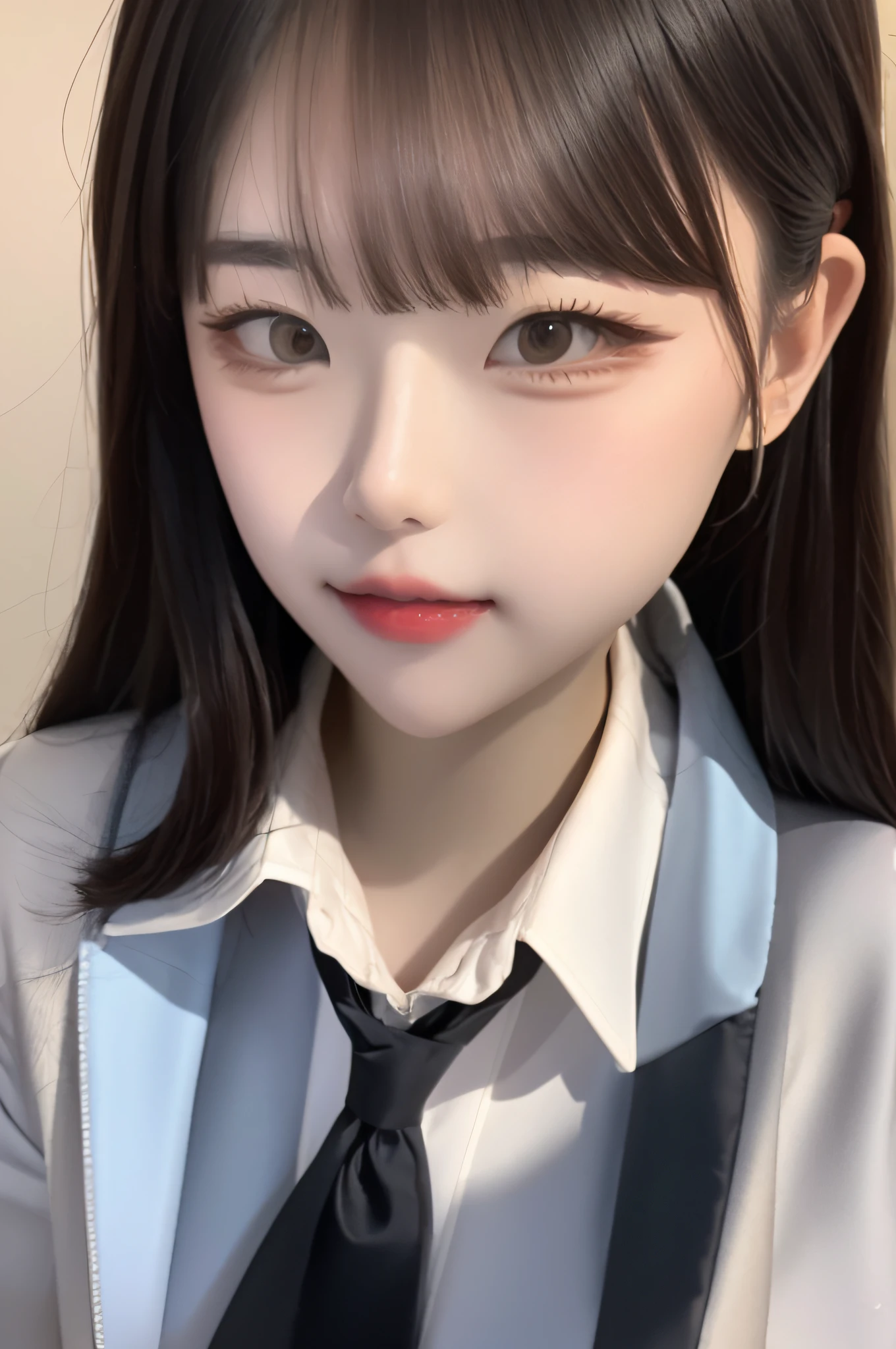 best quality, masterpiece, 1girl, Beautiful face, (photo realistic:1.3), rim lighting, (high detailed skin:1.2), 8k uhd, dslr, high quality, high resolution, 4k, 8k, Bokeh, absurdres, best ratio four finger and one thumb, (realistic:1.3), cute 1girl, wearing black formal blazer, medium breasts, short skirt,