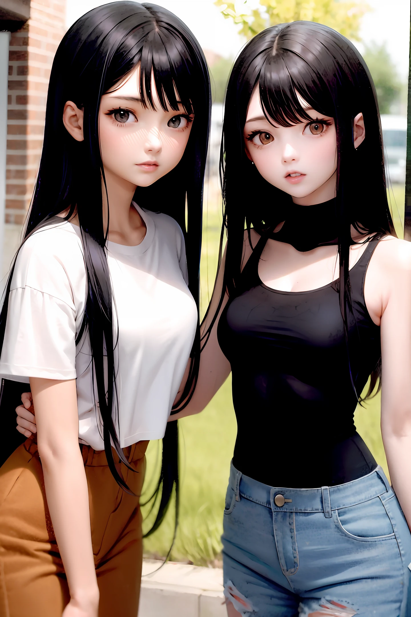 Teen girls，black hair longhair，jk，Beth