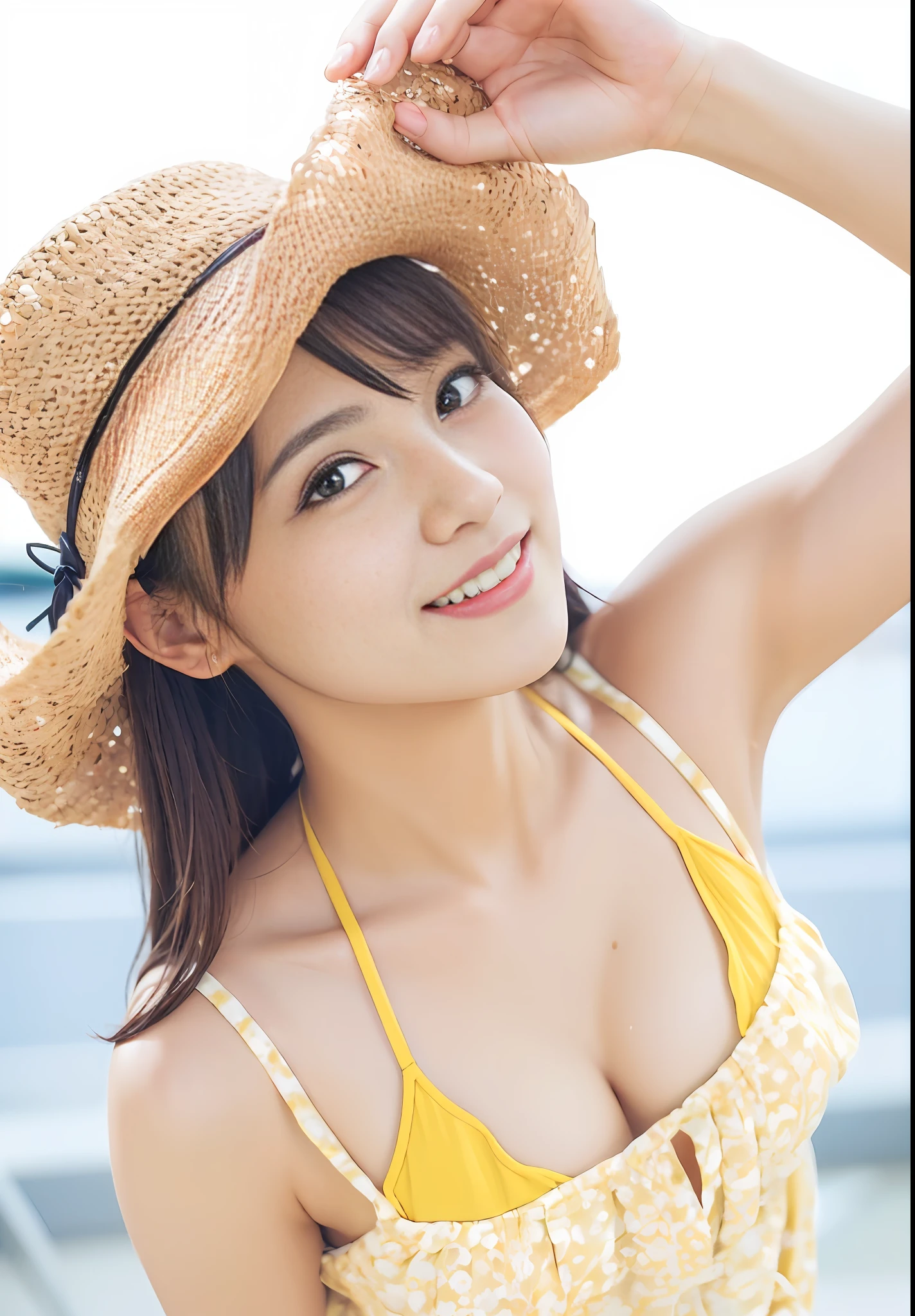 (masutepiece, Best quality:1.5), Beautiful Girl, 8K, 50mm portrait, Raw photo, absurderes, delicate girls, (Close up face, full of sweat, Shiny skin, gym room, exercise:1.2), Upper body, Looking at Viewer, (Smile:0.4), violaceaess, gardeniass, breasts focus, Thin arms, very thin waist, No makeup,face lights, clear lighting, Film grain, chromatic abberation, (Bokeh:1.3), (Simple background:1.2)