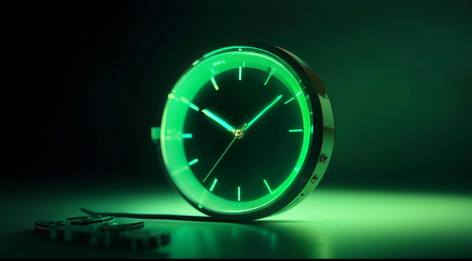 The watch face is blank，Tech style，Futuristic，Void background，greenish tinge --auto