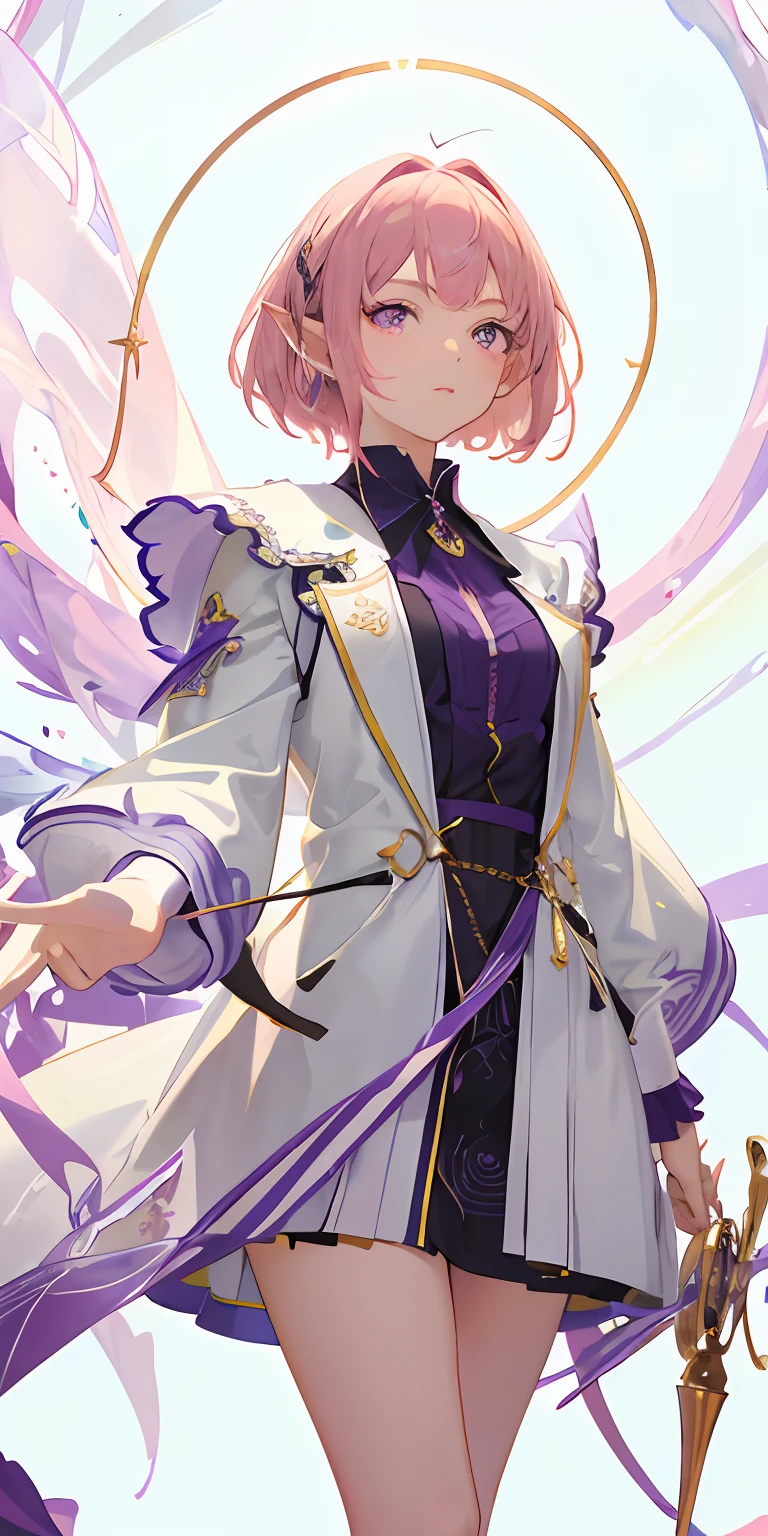 Young, light dark skin, wings, elves, purple and black clothes