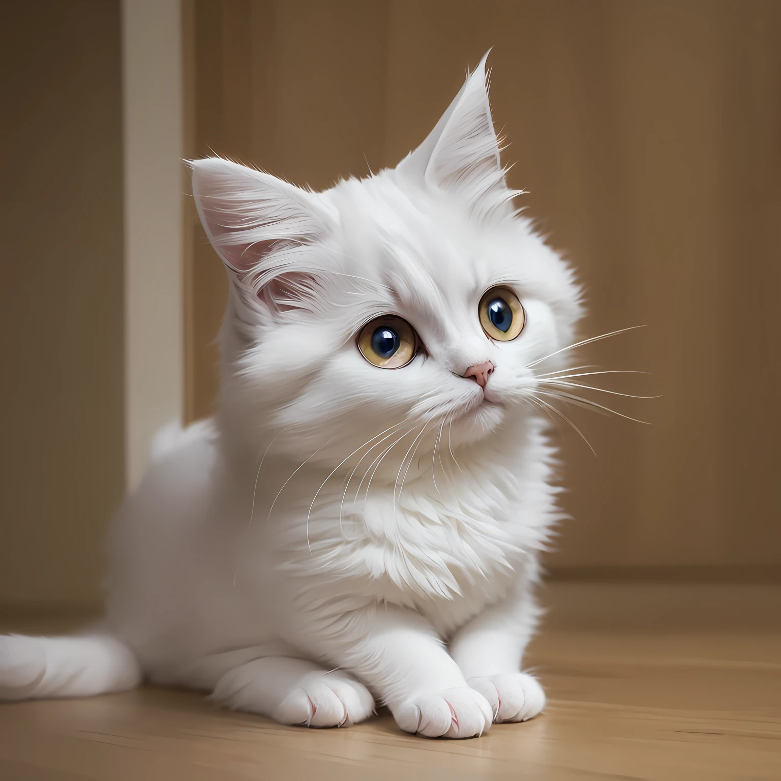 a cute cat, white body, purple eyes, 4K, high quality, high details --auto