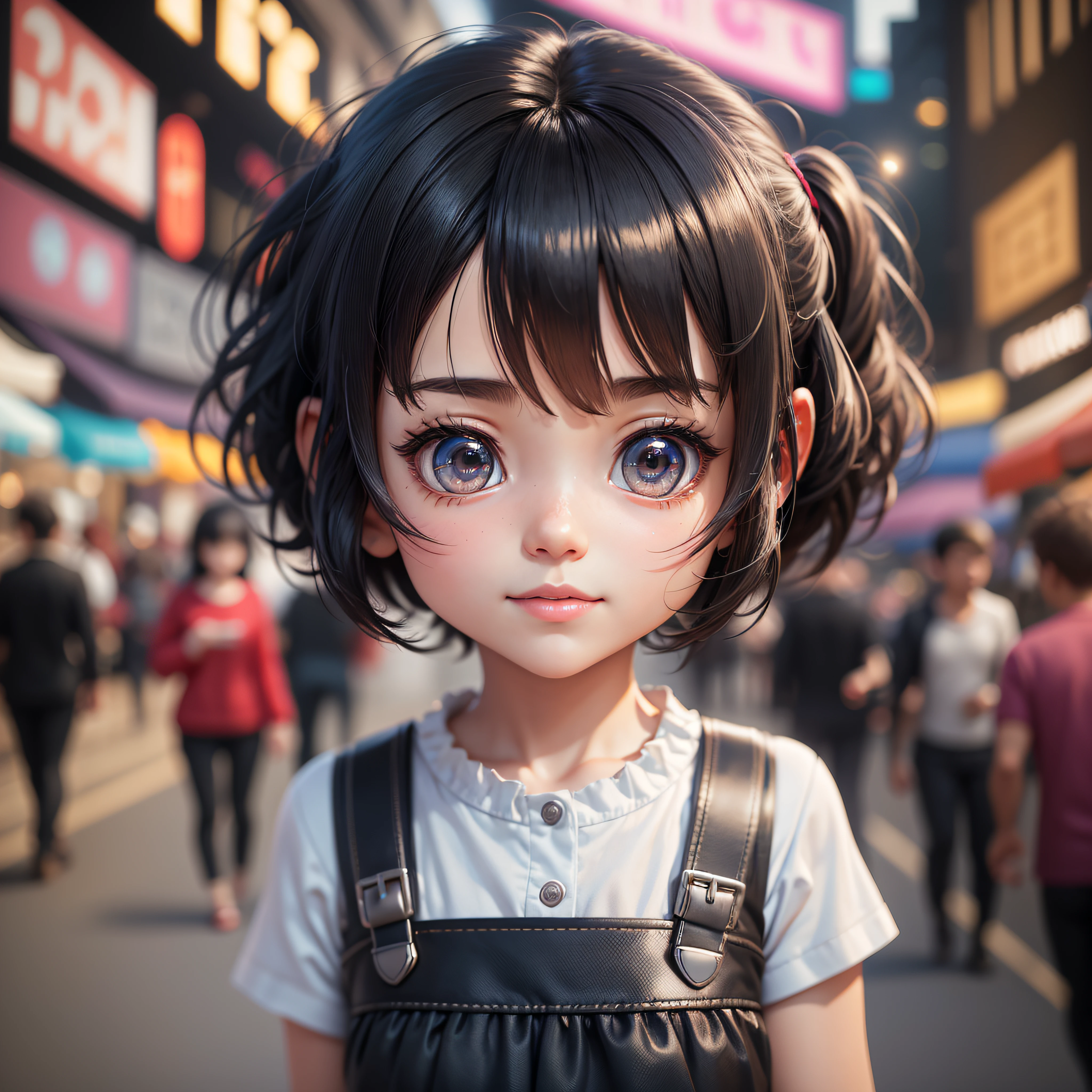 (Masterpiece), (Best Quality), (Highest Detail), (Full Body: 1.2), (Chibi), Moe Girl, 3D, Q Version, Short Black Hair, Girly, Light and Shadow, Female, Girl, Tide Play Blind Box, Q Version Characters, Figures, Dolls, Watery Big Eyes, Happy Look, Sweet Smile, Finger Sky, Short Hair, Black Hair, Anatomically Correct, Correct Hand Structure, Outdoor Street, Night Market, Modern and Fashionable Night Market Walking Street, Background Light, Natural Light, Clear Character Outline, Best Image Quality, Higher Quality, High detail, super high resolution, 8k resolution, exquisite facial features, perfect face style for Nendoroid, cute 3D rendering, rendering of a cute 3D anime girl, realistic anime 3D style, realistic, super detailed rendering, little people, Unreal Engine 5, 3D anime realistic, anime style 3D, --auto --s2
