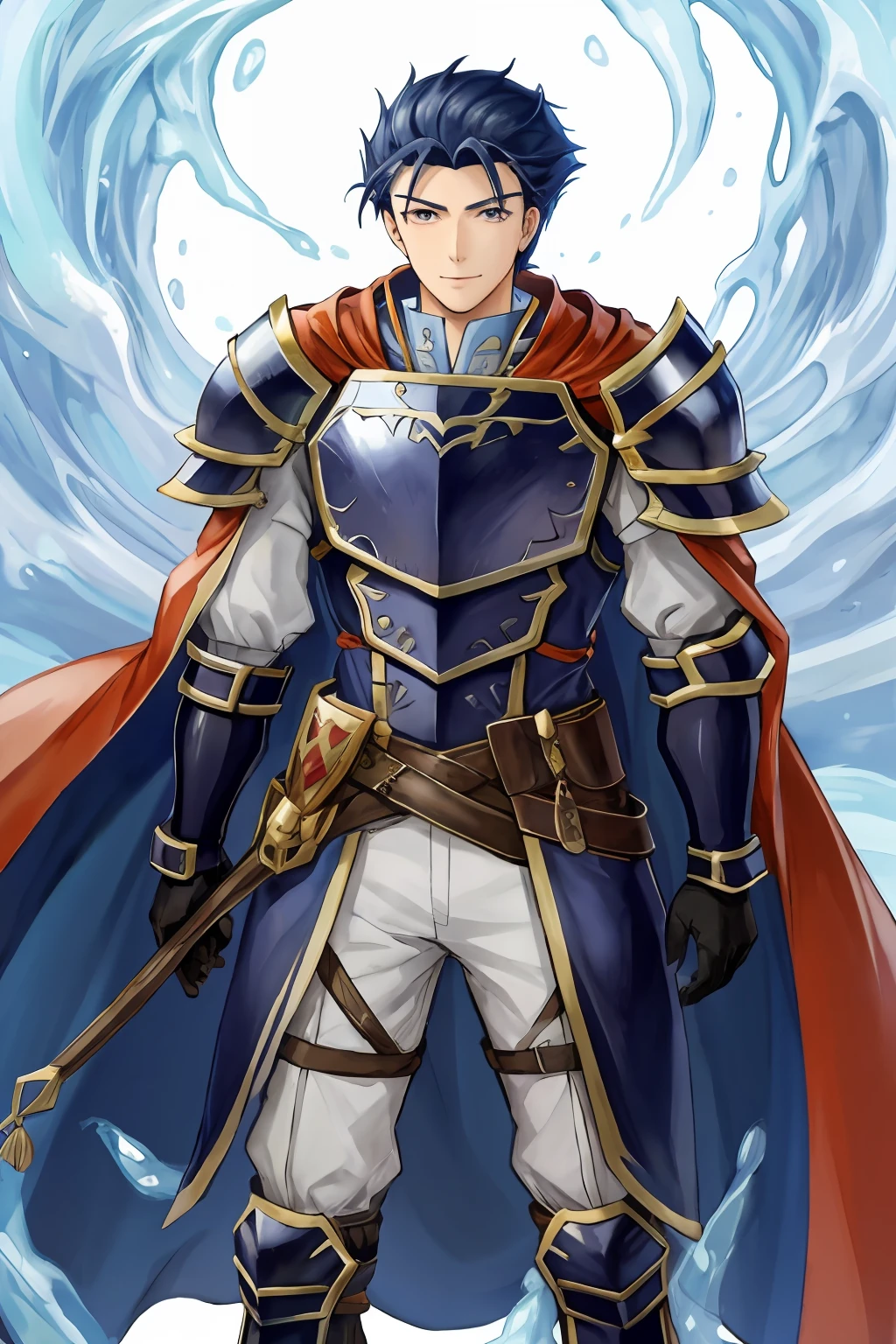 Hector Fey， 独奏， looking looking at viewer， ssmile， mitts， 1 man， Covered in white slime，Male focus，Tentacles wrapped around thighs， cloaks， Armour， Shoulder armor，