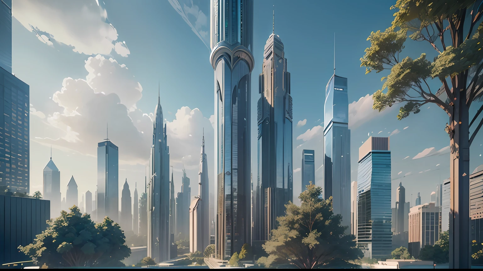 Humans will live on Mars in 2040、The world of the near future、Fusion of humans and aliens、Colony-like life、photograph realistic、Live Action。Water and trees are artificial.、The city is a glass building that makes white precious、The Earth is visible in the distance --auto