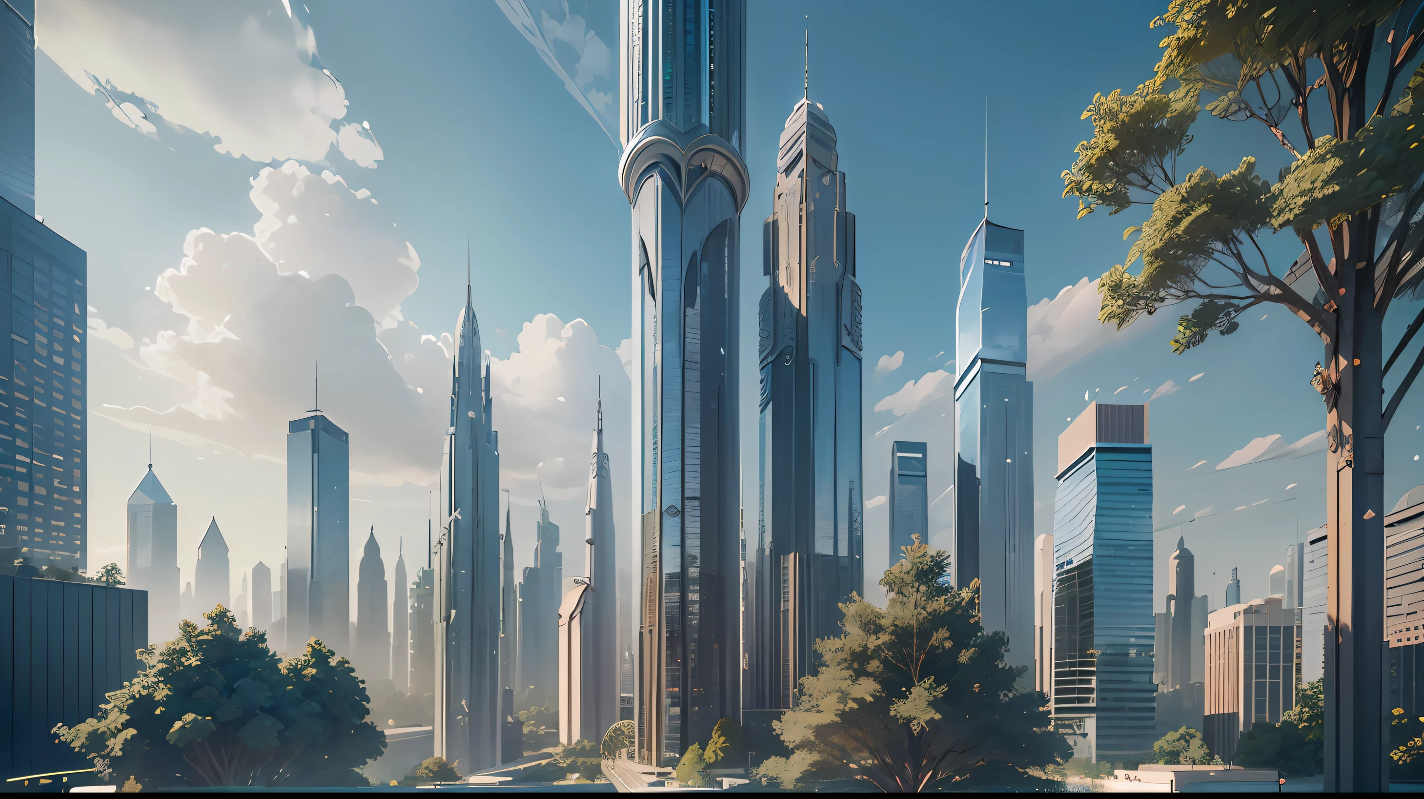Humans will live on Mars in 2040、The world of the near future、Fusion of humans and aliens、Colony-like life、photograph realistic、Live Action。Water and trees are artificial.、The city is a glass building that makes white precious、The Earth is visible in the distance --auto