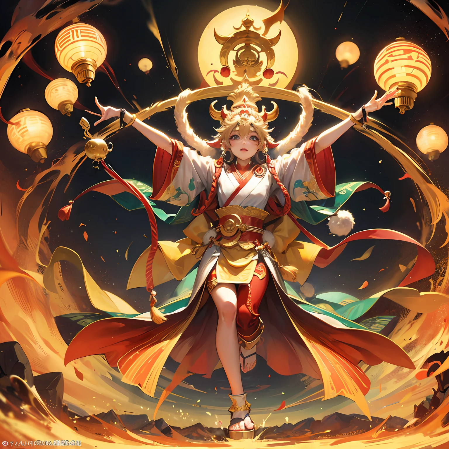 Shakyamuni Eighteen Arhats Lotus Platform Mount Kirin On the Lobby Monkey King Golden Hoop Rod Fire Monkey King --auto