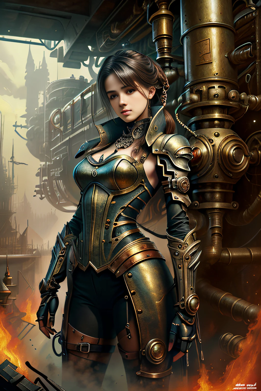 (masterpiece,top quality,best quality,official art,beautiful and aesthetic:1.2),
1girl,mechanical arms,
steampunk,