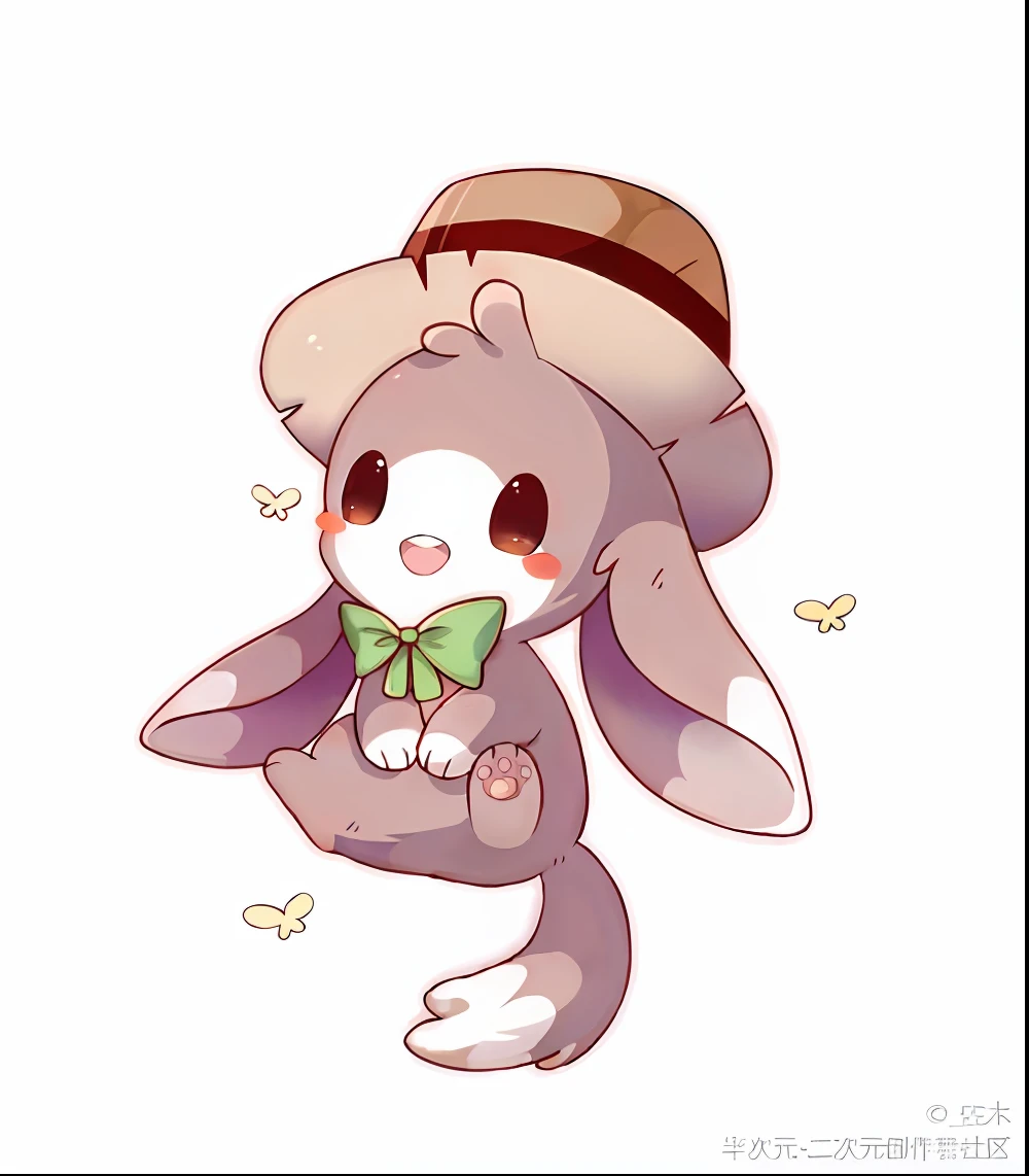 style of cute pokemon, Cute rabbit, cute-cute, Cute lop-eared Pokemon, cute character, cute artwork, fursona!!!!, Wearing a cute little hat,Wear a beautiful bow tie,Cute anime, So cute, cute-cute, kawaii!, cute-cute, cute-cute, Cute pose