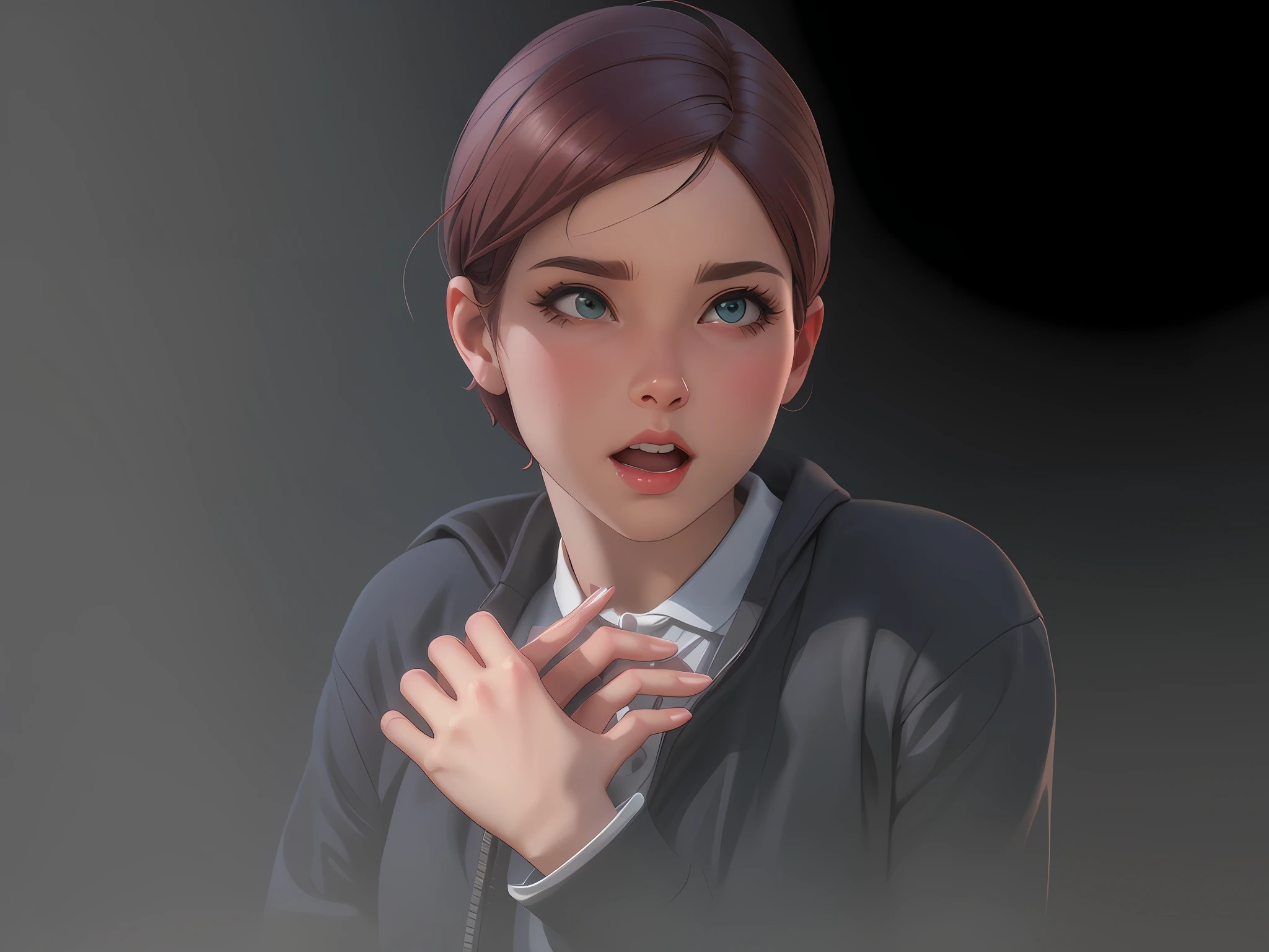 (pov fisheye lens) torso POV defined hard edges, well defined, elvgren ,brom,,blush, red hair short hair straight hair, sporty 18-year-old , highly detailed, 8k, bedroom , microbikini