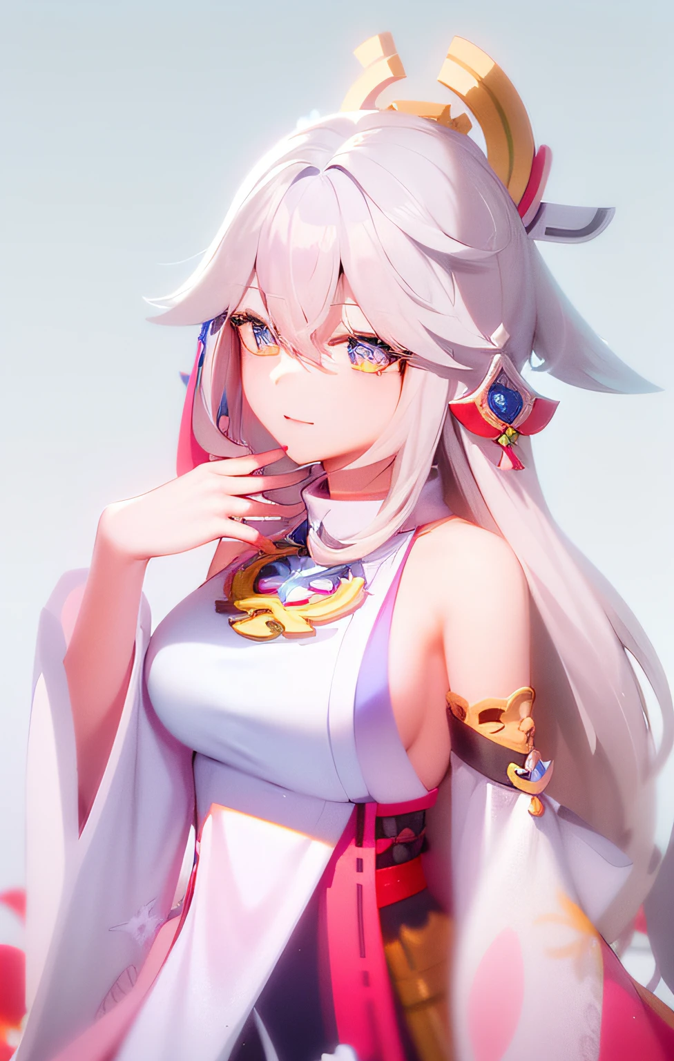 anime girl with pink hair and a crown holding a plate of food, Portrait Chevaliers du Zodiaque Fille, 《genshinimpact》in the clear, Ayaka Genshin impact, Anime goddess, zerochan art, onmyoji portrait, yae miko,with pink hair,knights of zodiac girl, ((a beautiful fantasy empress)), Genshin, white-haired god, Anime waifu, zhongli from genshin impact