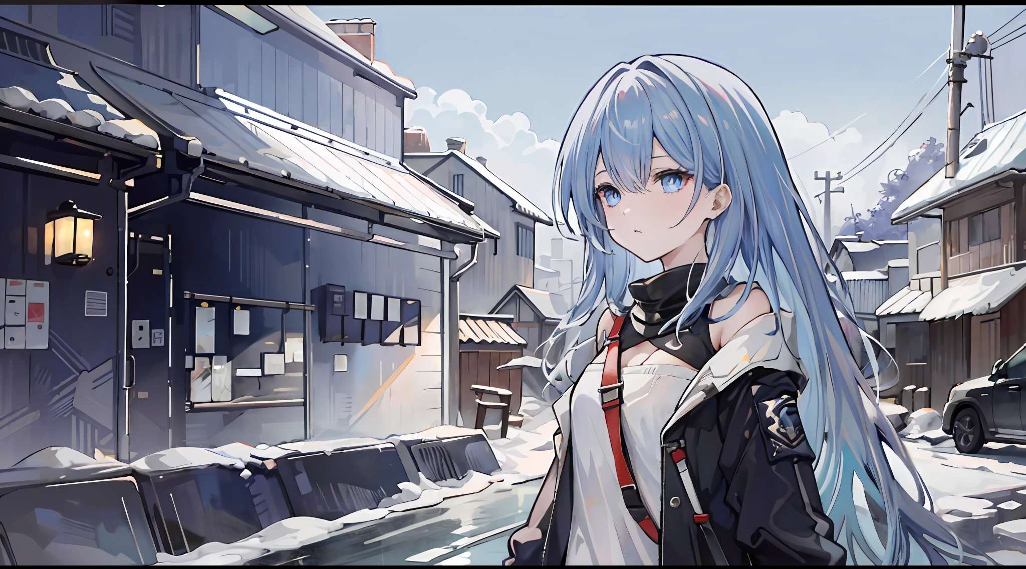 anime girl with long white hair and blue eyes standing in front of a building, Best anime 4k konachan wallpaper, From Arknights, Anime art wallpaper 8 K, ultra hd anime wallpaper, nightcore, 4k anime wallpaper, A scene from the《azur lane》videogame, style of anime4 K, Anime wallpaper 4k, Anime wallpaper 4 k, Anime art wallpaper 4k