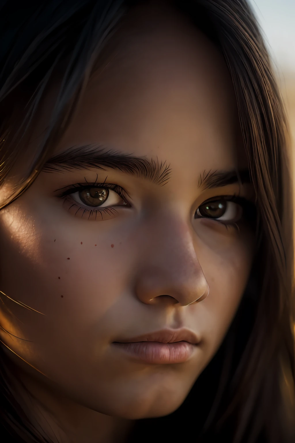 portrait photo of 16yo girl, photograph, highly detailed face, depth of field, moody light, golden hour, style by Dan Winters, Russell James, Steve McCurry, centered, extremely detailed, Nikon D850, award winning photography