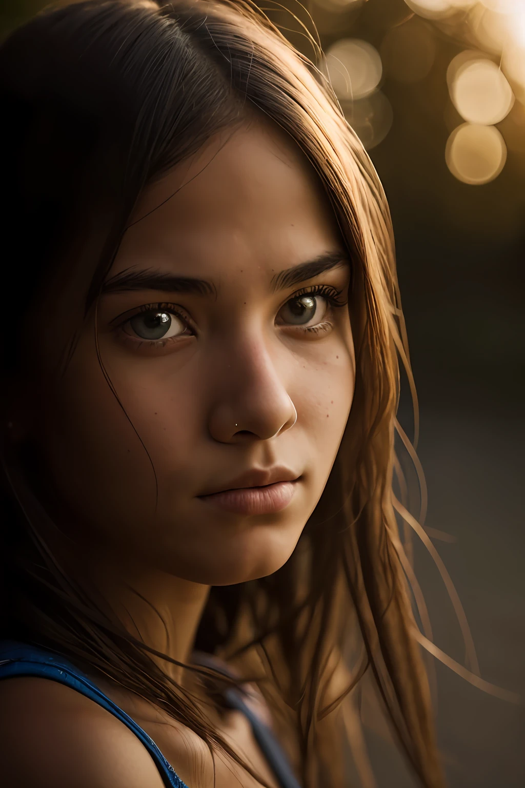 portrait photo of 16yo girl, photograph, highly detailed face, depth of field, moody light, golden hour, style by Dan Winters, Russell James, Steve McCurry, centered, extremely detailed, Nikon D850, award winning photography