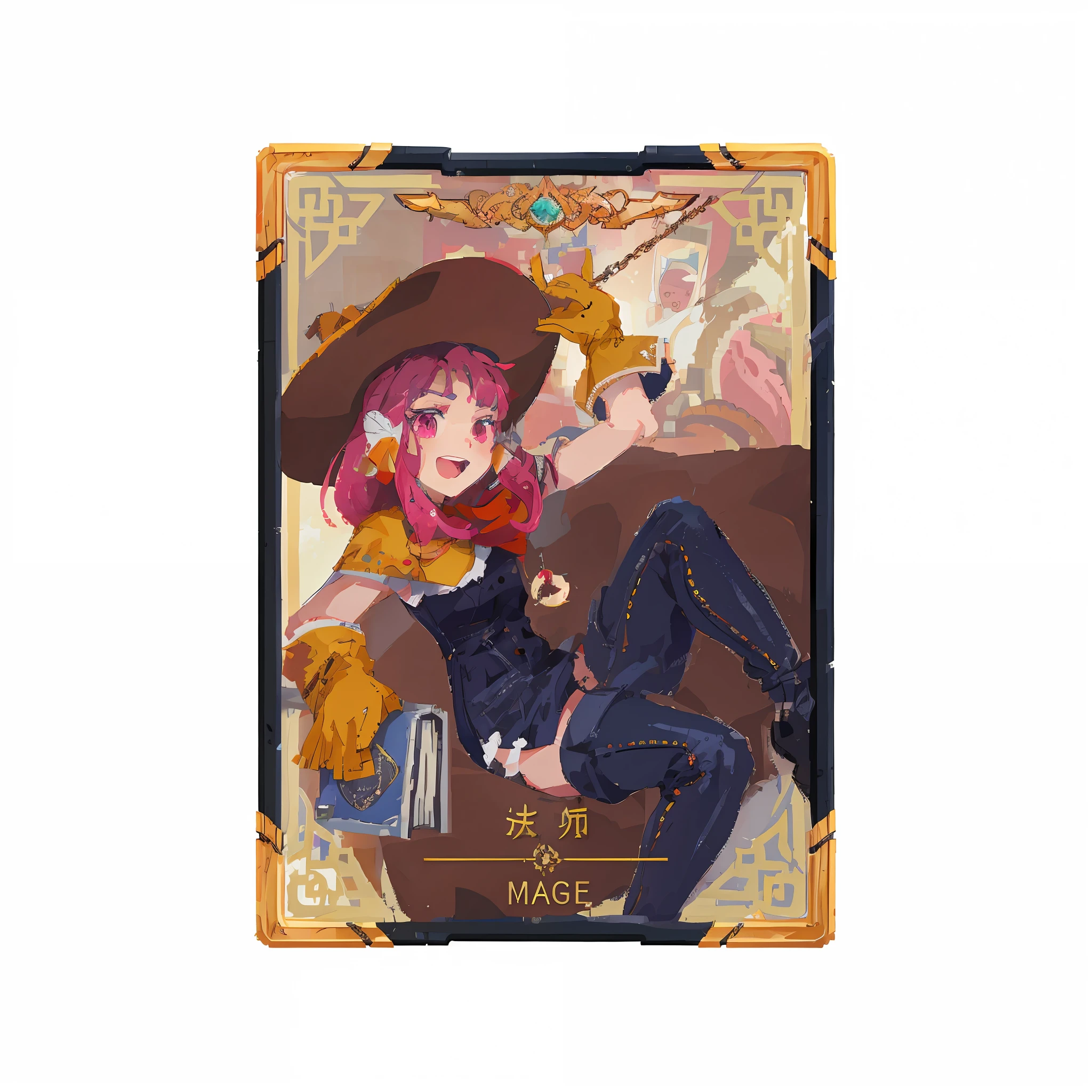 Close-up of cartoon characters in cards and horses, full card design, Complete art, Mage girl characters, Kushat Krenz Key Art Women, official character art,High detail official artwork, Official artwork,pixels,Exquisite