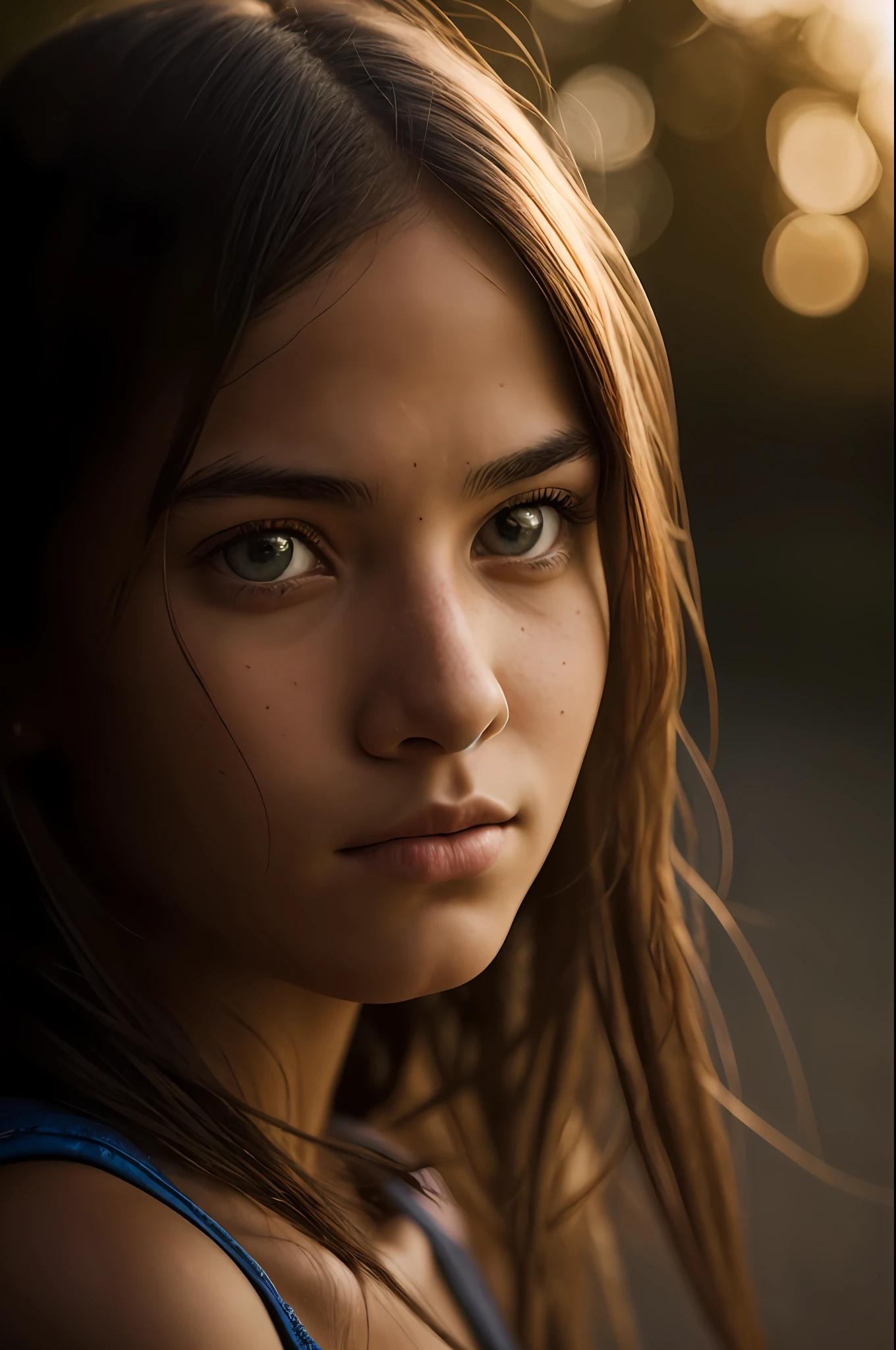 portrait photo of 16yo girl, photograph, highly detailed face, depth of field, moody light, golden hour, style by Dan Winters, Russell James, Steve McCurry, centered, extremely detailed, Nikon D850, award winning photography