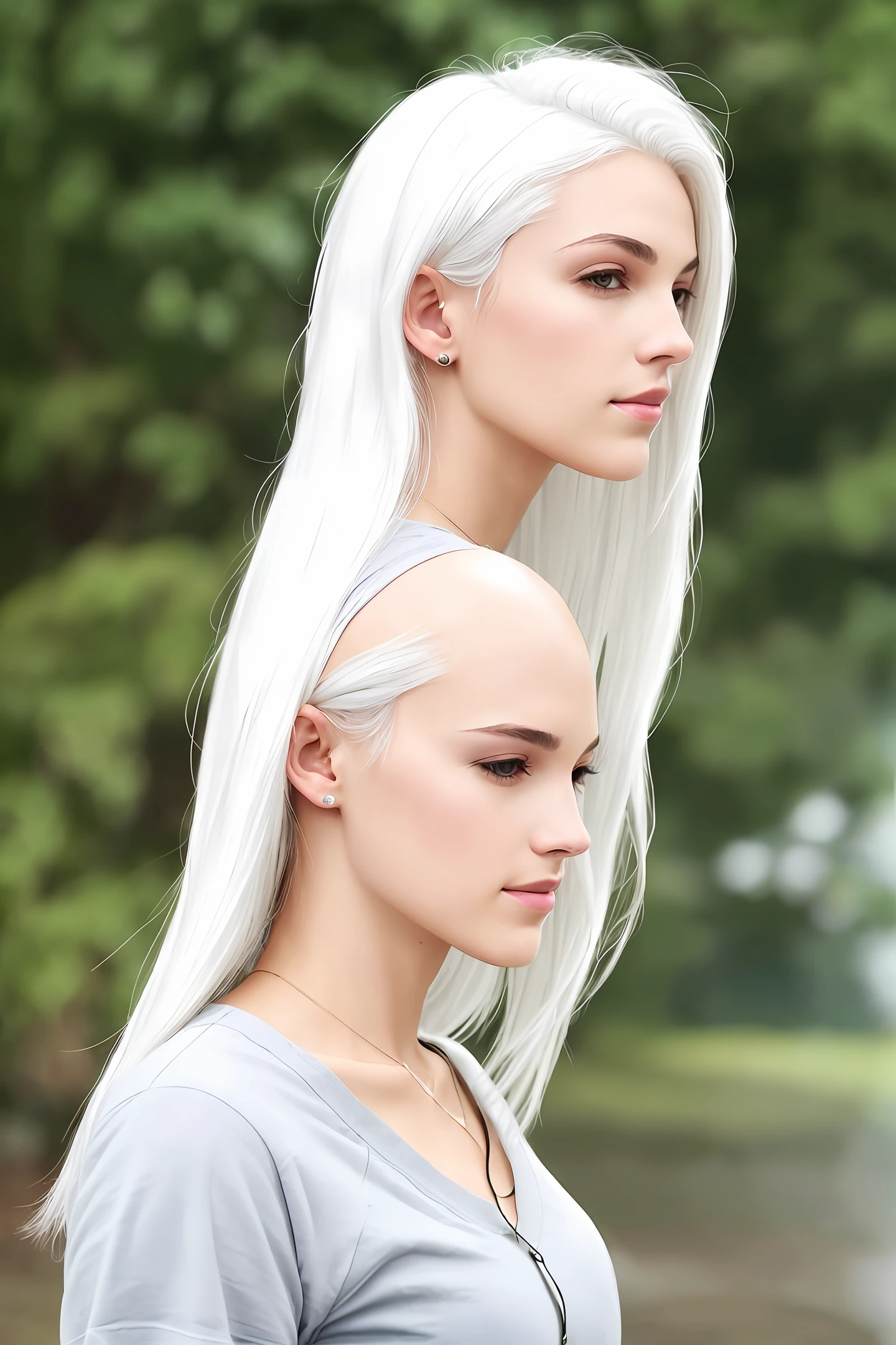 White hair，length hair，Rain