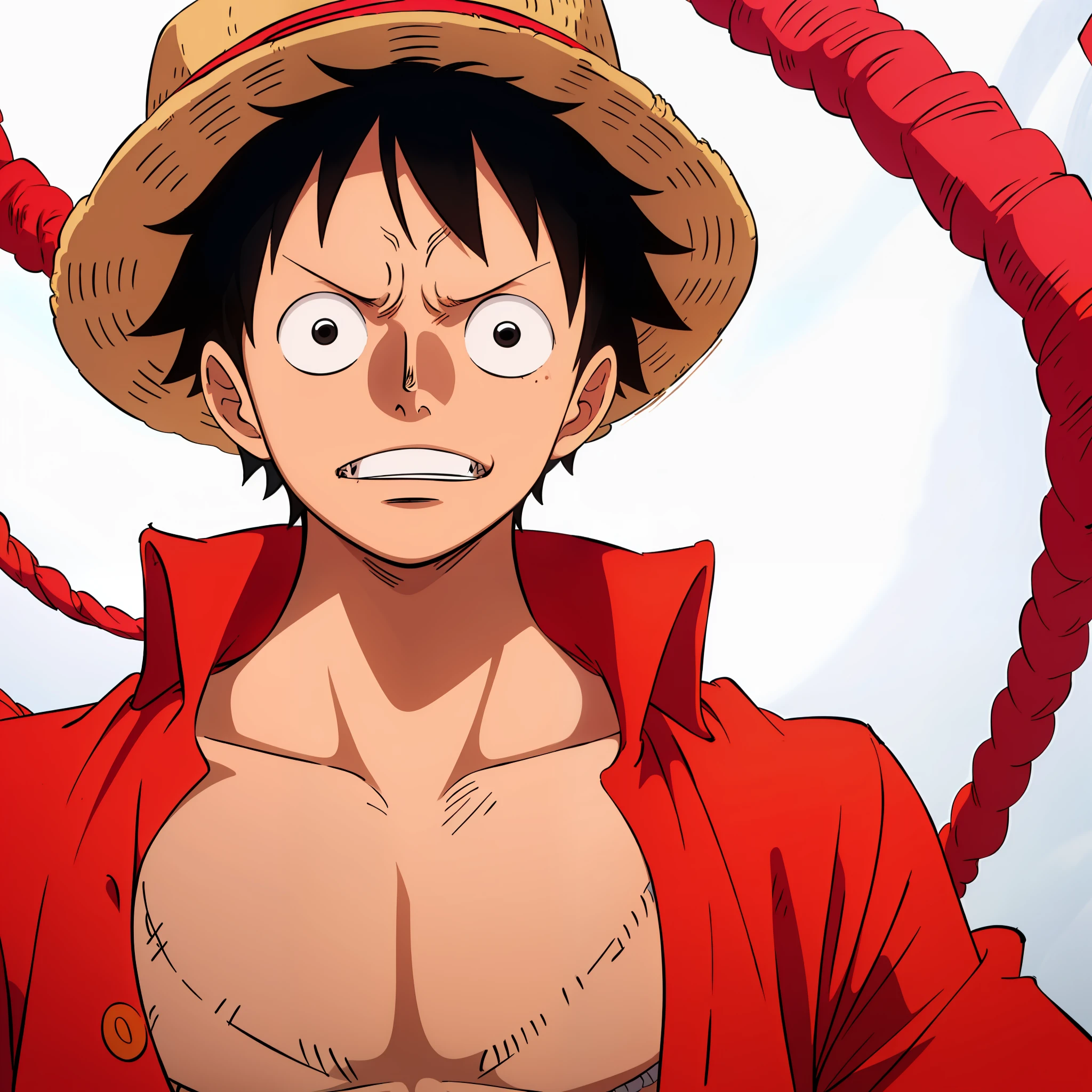 a drawing of a man in a hat and a jacket, portrait of luffy from one piece, luffy (one piece, luffy from one piece, perfect lineart, monkey d luffy, sharp lineart, luffy, monkey d. luffy, from one piece, clean lineart, extremely fine ink lineart, one piece style