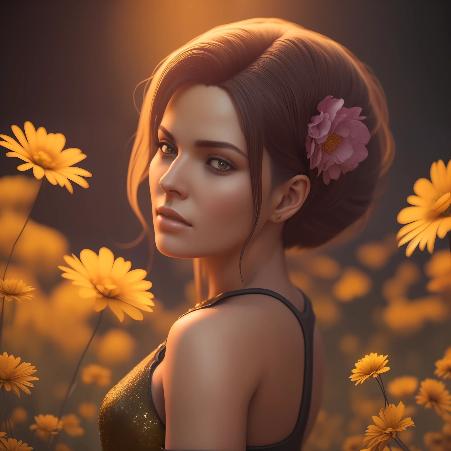 woman and flowers, ultra detailed artistic photography, midnight aura, night sky, dreamy, glowing, backlit, glamour, glimmer, shadows, oil on canvas, brush strokes, smooth, ultra high definition, 8k, unreal engine 5, ultra sharp focus, art by alberto seveso, intricate artwork masterpiece, ominous, matte painting movie poster, golden ratio, intricate, epic, highly detailed, vibrant, production cinematic character render, ultra high quality model