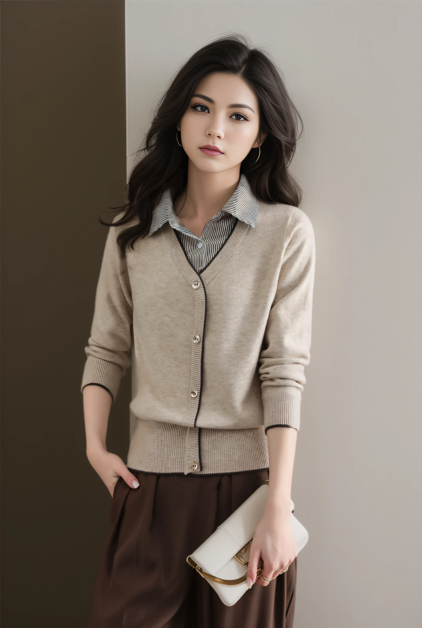 8K,Thirty Years Female,Temperament,Korean model,Fine fine skin,highly detaile,Digital photography,surrealism painting,beatifull(tmasterpiece,Sideslit,Fine beautiful eyes:1.2),prette,high qulity,Original Drawing,Realistic details of skin,cabelos preto e longos,Natural light and shadow,sharp fokus,Ultra-fine face,photo-realistic,standingn,High details,cinmatic lighting,The ultra -The high-definition,Anatomical correct,best quailty,stylish outfit,Official Product Pictures,product introduction photos,