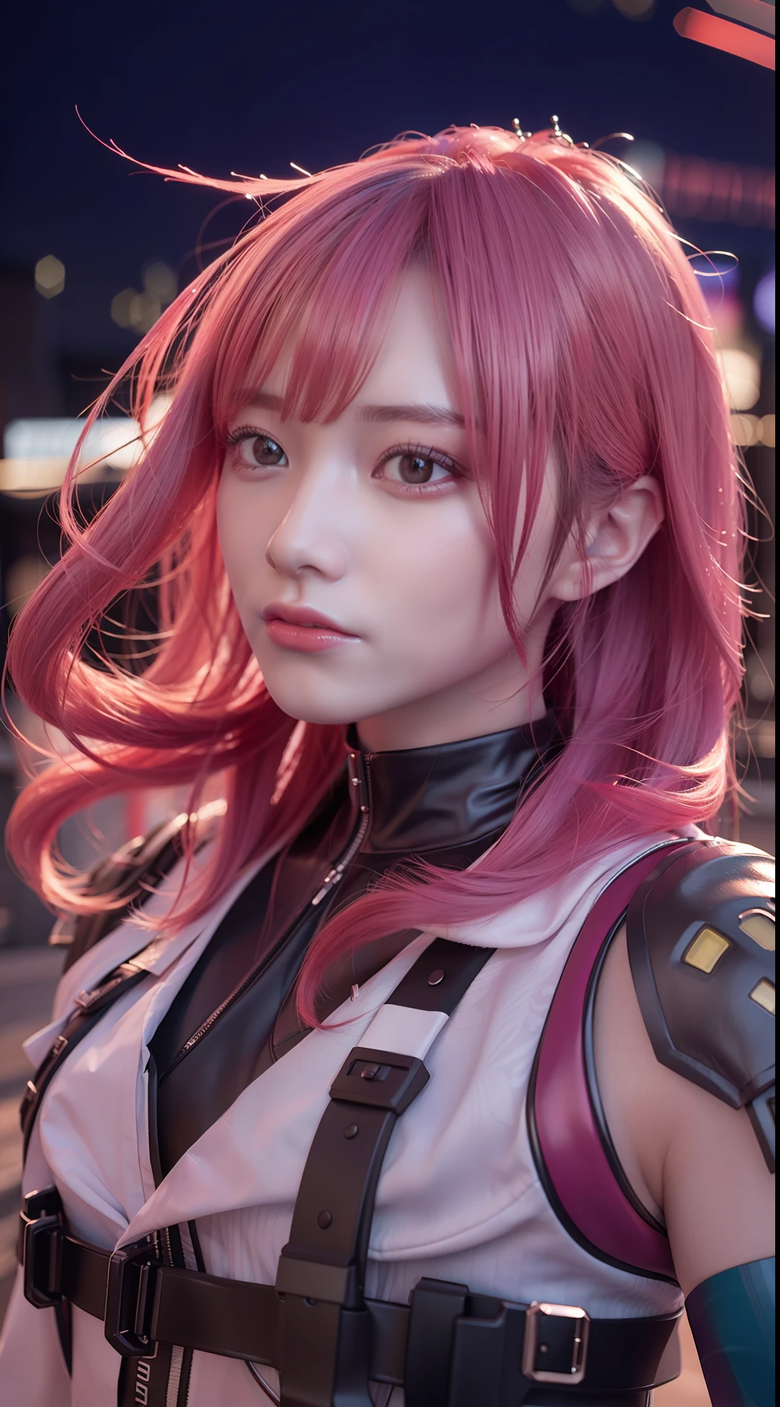 3D, an image of a beautiful cyberpunk female,HDR (High Dynamic Range),