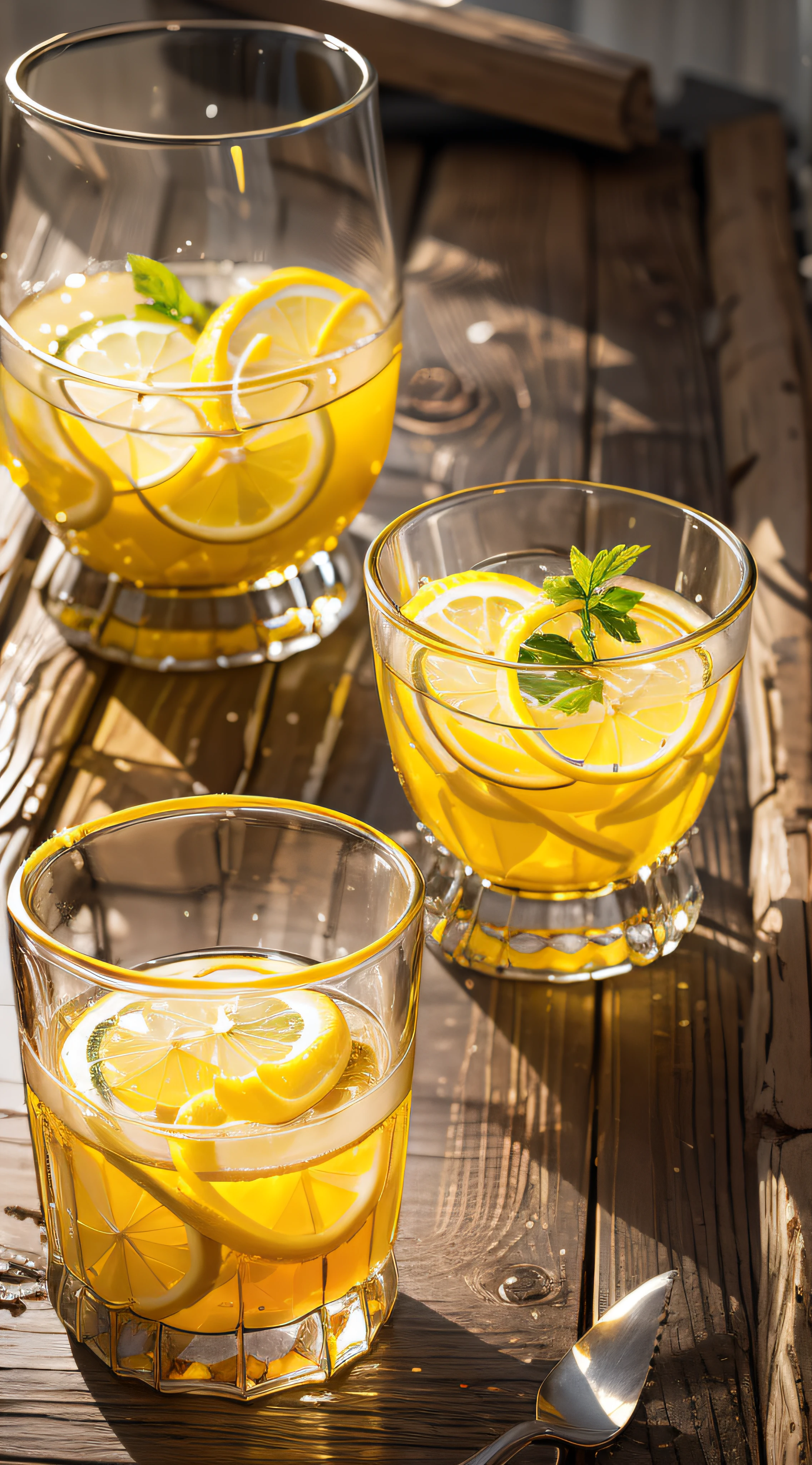 Glass showcase，lemon juice，lemons