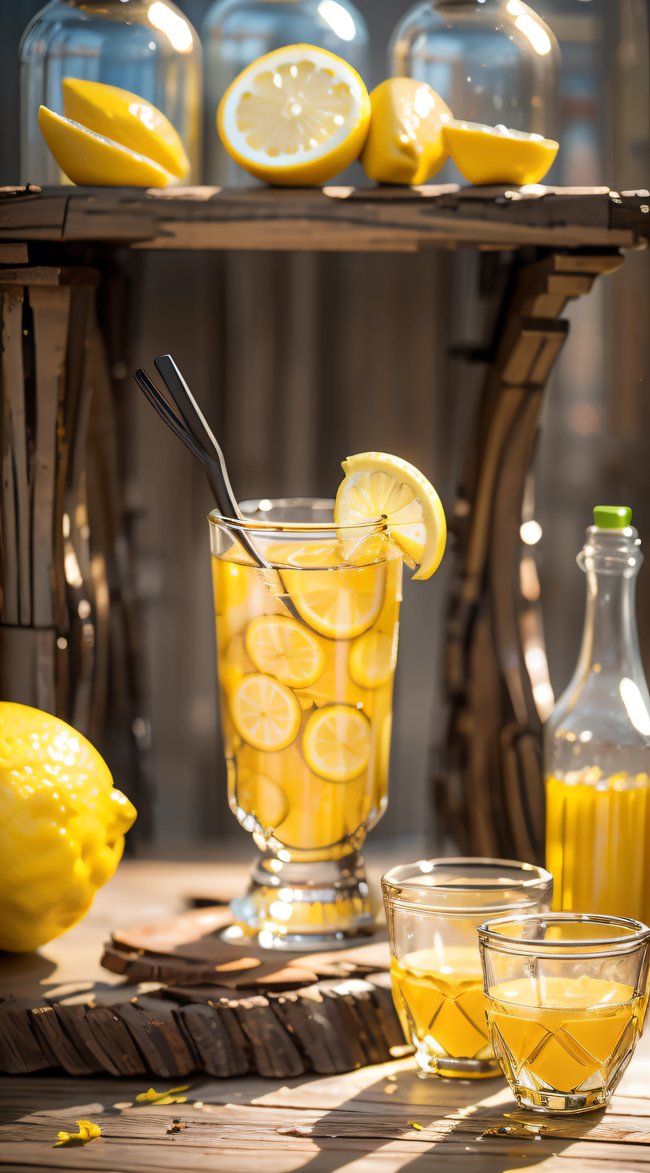 Glass showcase,lemon juice,