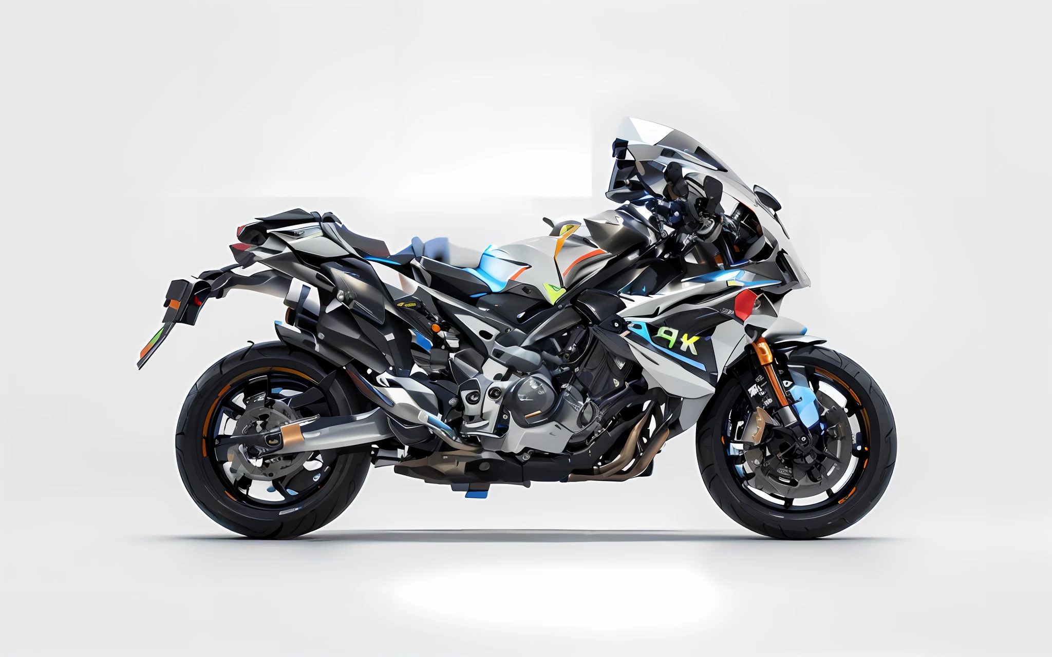 there is a motorcycle with a bunch of items on the back of it, futuristic suzuki, futuristic motorcycle, hyper real render, motorcycle concept art, 3 d render n - 9, re engine render, 8 k octane detailed render, extreme render, inspired by Alex Petruk APe, high res render, sitting on cyberpunk motorbike, cycles 3 d render