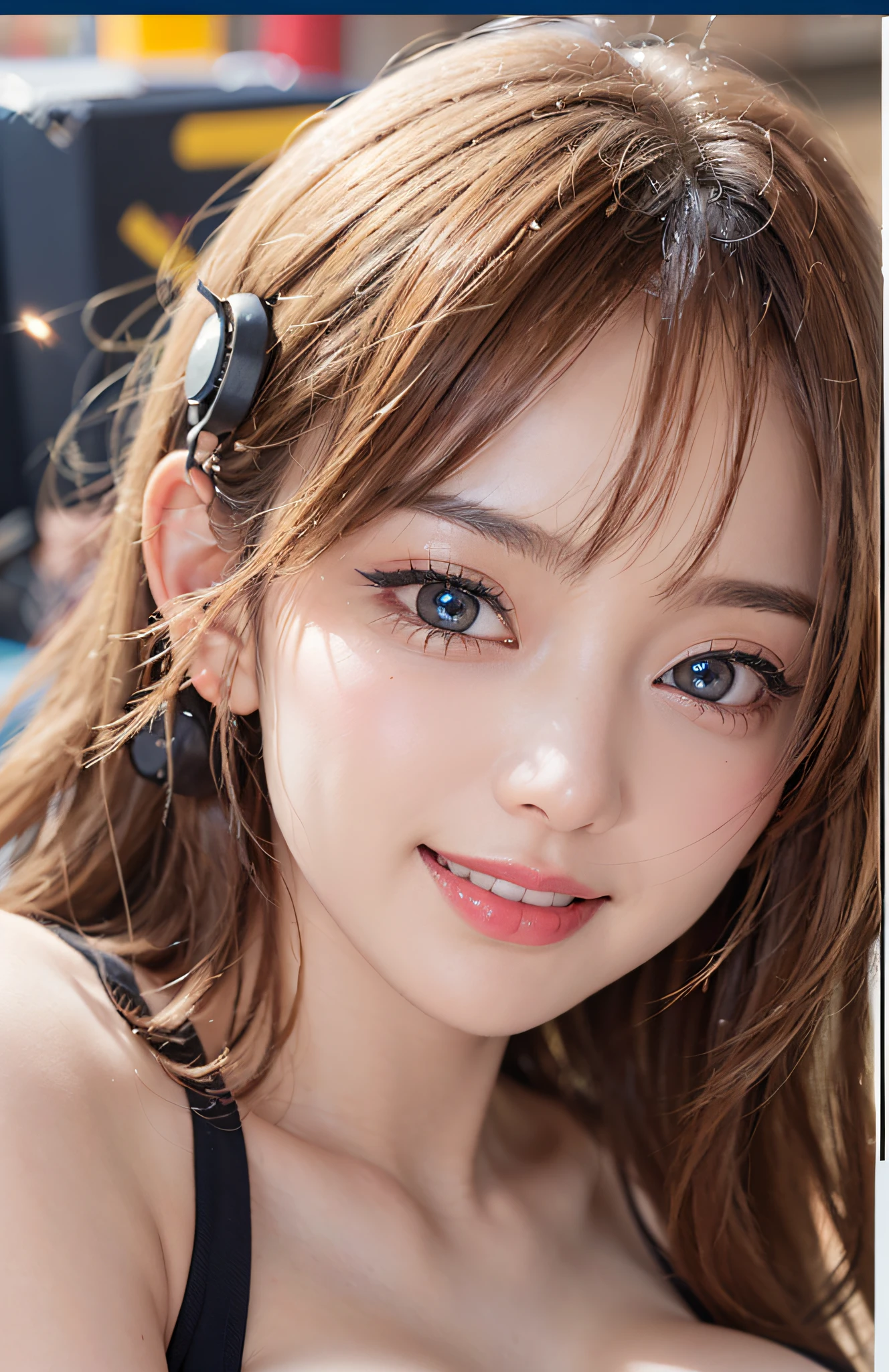 (A hyper-realistic)、(illutst)、(A high resolution)、(8K)、(richly detailed)、(Best Illustration)、(beautifully detailed eyes)、(beste-Qualit)、(ultra hyper-detailed)、(​masterpiece)、(wall-paper）、（detailed faces）、独奏、a 1 girl、fullllbody、(Burst :1.5)、Complex summer clothes、cleavage of the breast、Stage costumes、mini-skirts、frilld、Ren Hao、female idol、Eyes on the viewer、Detailed eyes and mouth、detailed faces、stage、lowkey、pureerosfaceace_v1、Happy smiling face、a blond、Clean bangs、Beautiful teeth alignment、Blushing cheeks、Looking from directly above