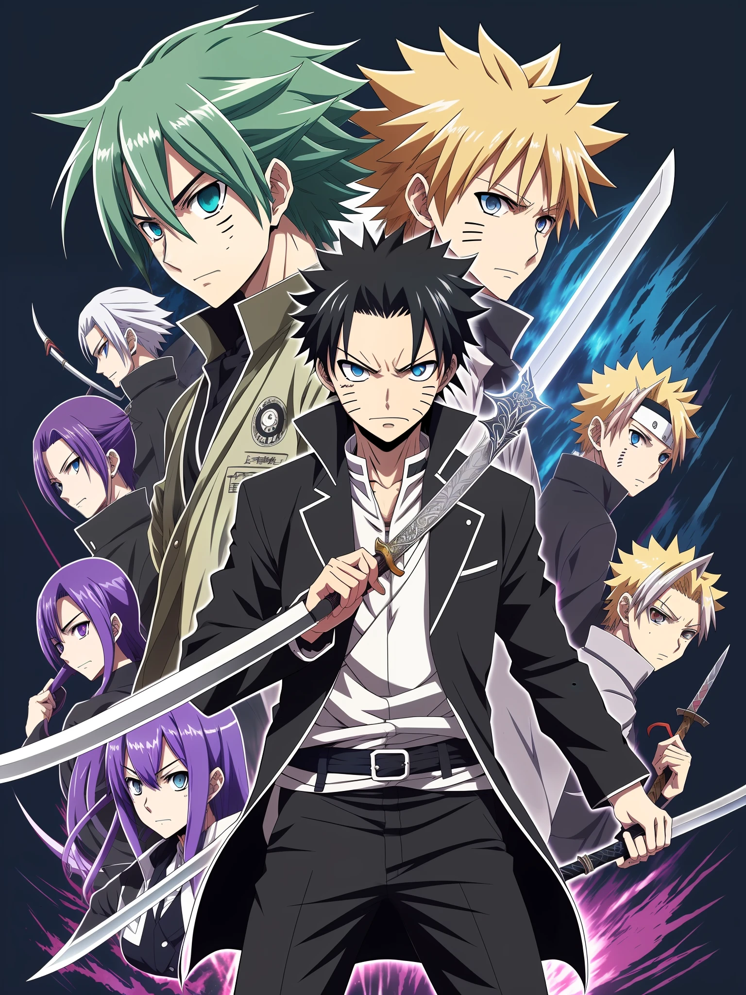 The anime character holds a sword in his hand,The background is a demon, demon slayer artstyle, Kimetsu no yaiba, akiyuki shinbo, handsome guy in demon killer art, demon slayer rui fanart, bleach manga style, Demon Killer, shikanosuke yagaki, coloured manga scan, joker as naruto --auto