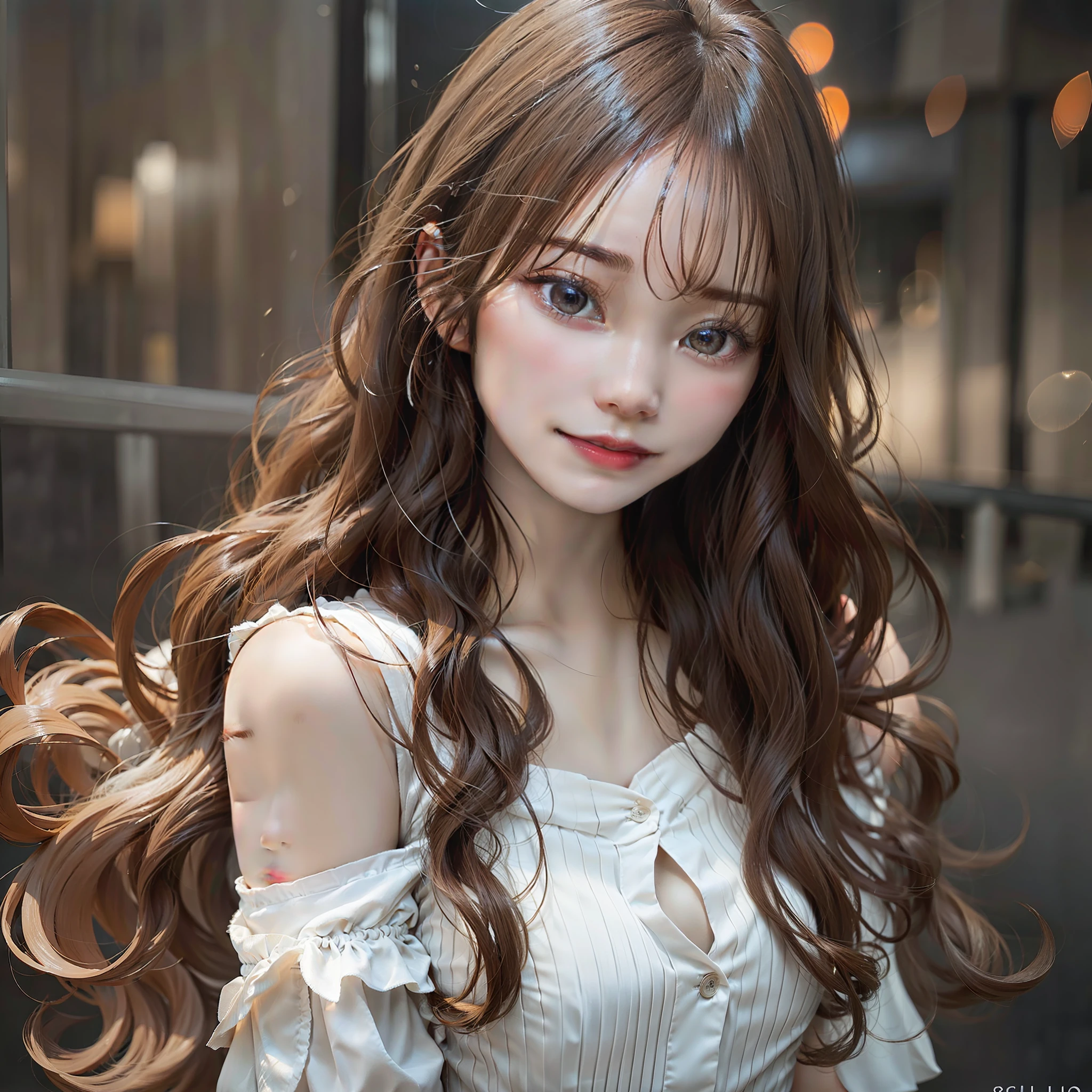 depth of fields、Lifelike、realisitic、The ultra-detailliert、Beautie、A slender、kawaii、age 30s、Beautiful facial features、女優、adult-like、Upper body body、Light brown hair、finer hair、a small face、Live action、beste-Qualit、Highly elaborate CG Unity 8K wallpapers、Super-High Resolution、Natural Fashion、illuminating、Medium hair、(Puffy eyes)、Model body type、light on hair、Turning Pose、ashe brown hair、model poses、studio shoot、white backround、Delicate skin type、Light wavy hair close to straight hair、Adult clothing、Hair model photography、Hair that flutters in the wind、Sheer hair、Fine hair fineness、Hair with softness、Fine-grained skin、Bright photo、Less hair、Angle of pull、professionally lit、Realistic light、realistic shadow、natural lightting、Soft light、Beige hair