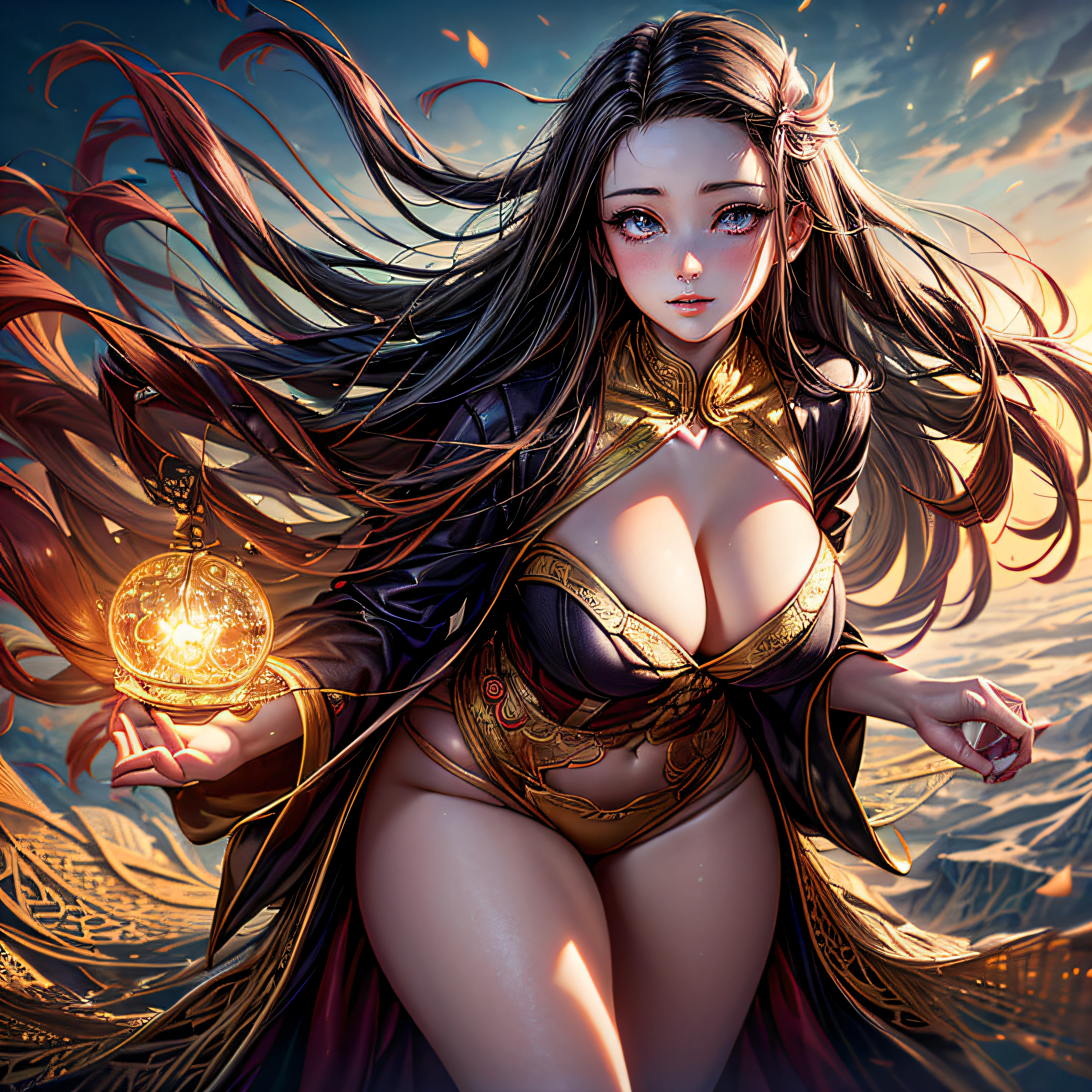 (masterpiece, top_quality, light from the front, best_quality, official_art, beautiful_and_aesthetic:1.2), (1girl:1.3), (fractal_art:1.3),1girl, barely covered breasts, gag, boobs out, kamado nezuko,